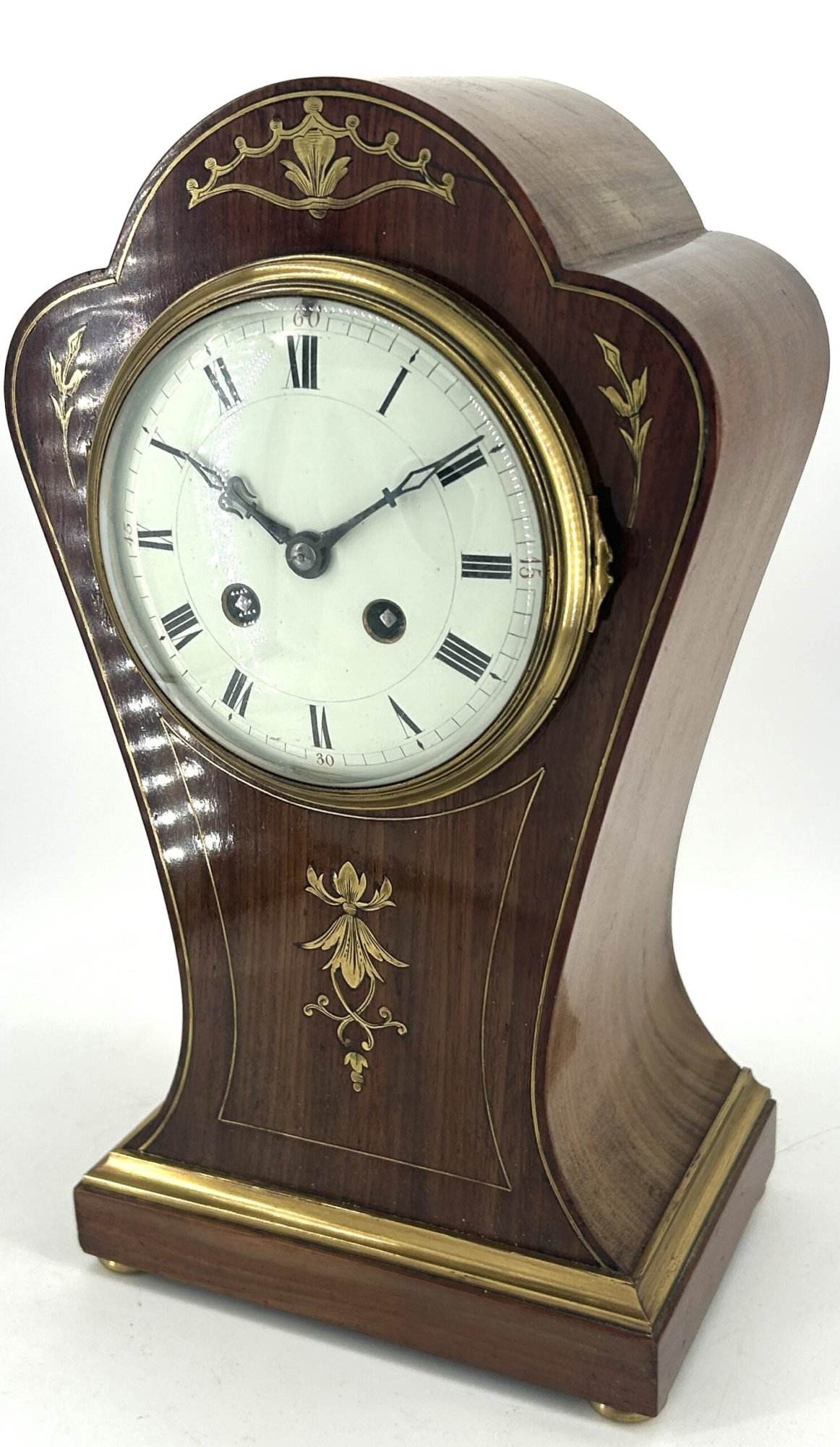 Wonderful French Art Nouveau Inspired Brass inlaid Mantle Clock - ca1890 - Image 8