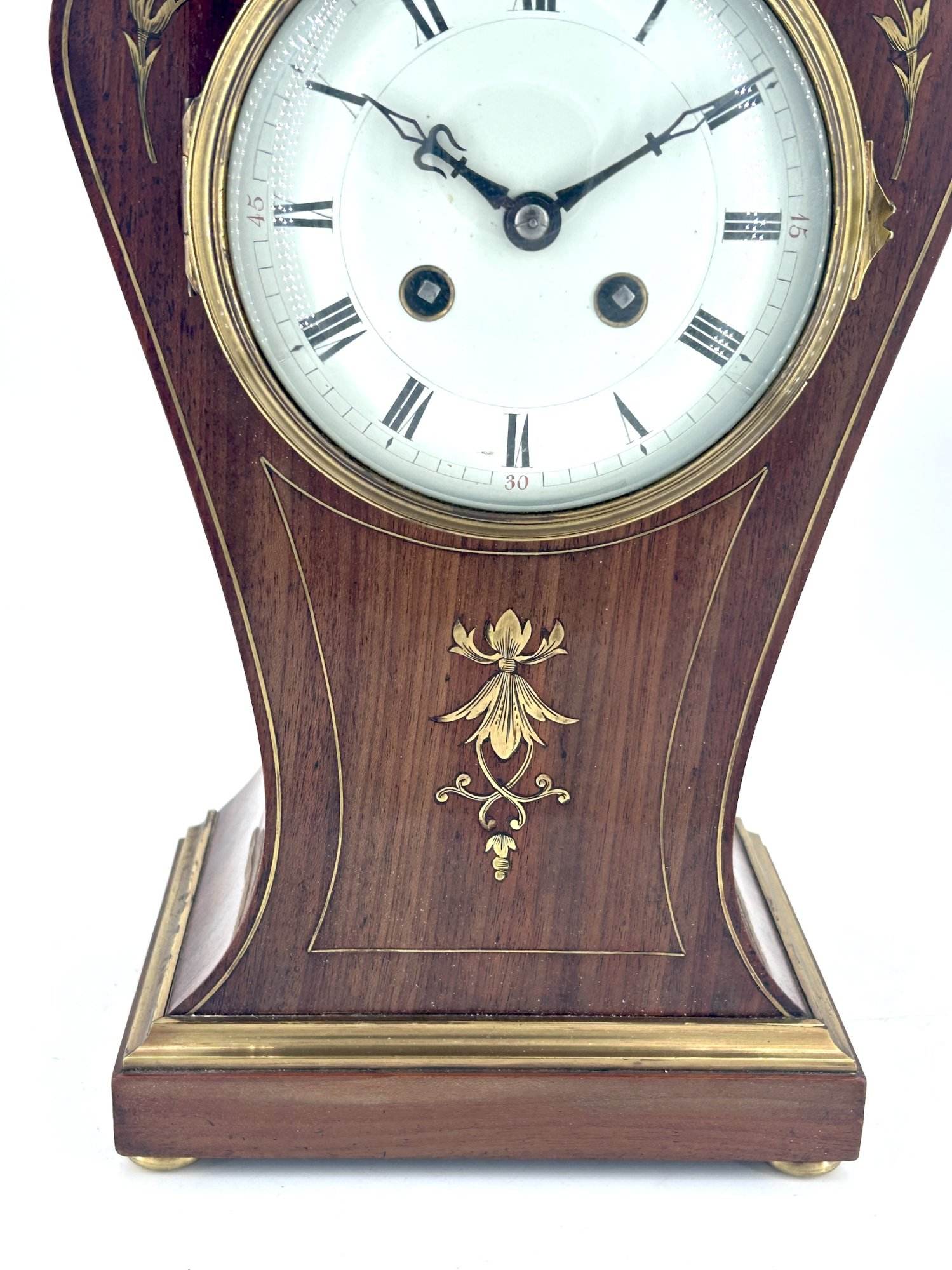 Wonderful French Art Nouveau Inspired Brass inlaid Mantle Clock - ca1890 - Image 7