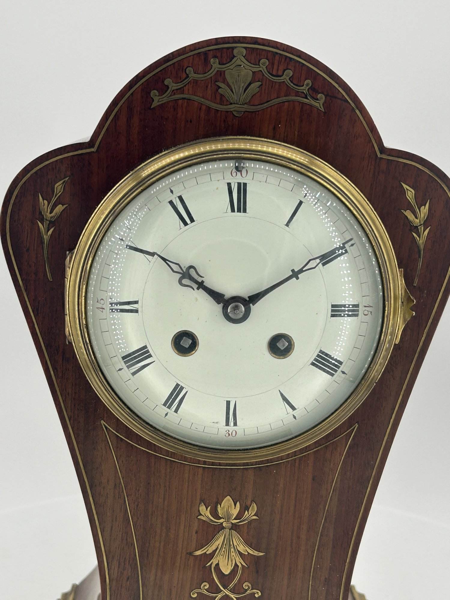Wonderful French Art Nouveau Inspired Brass inlaid Mantle Clock - ca1890 - Image 6