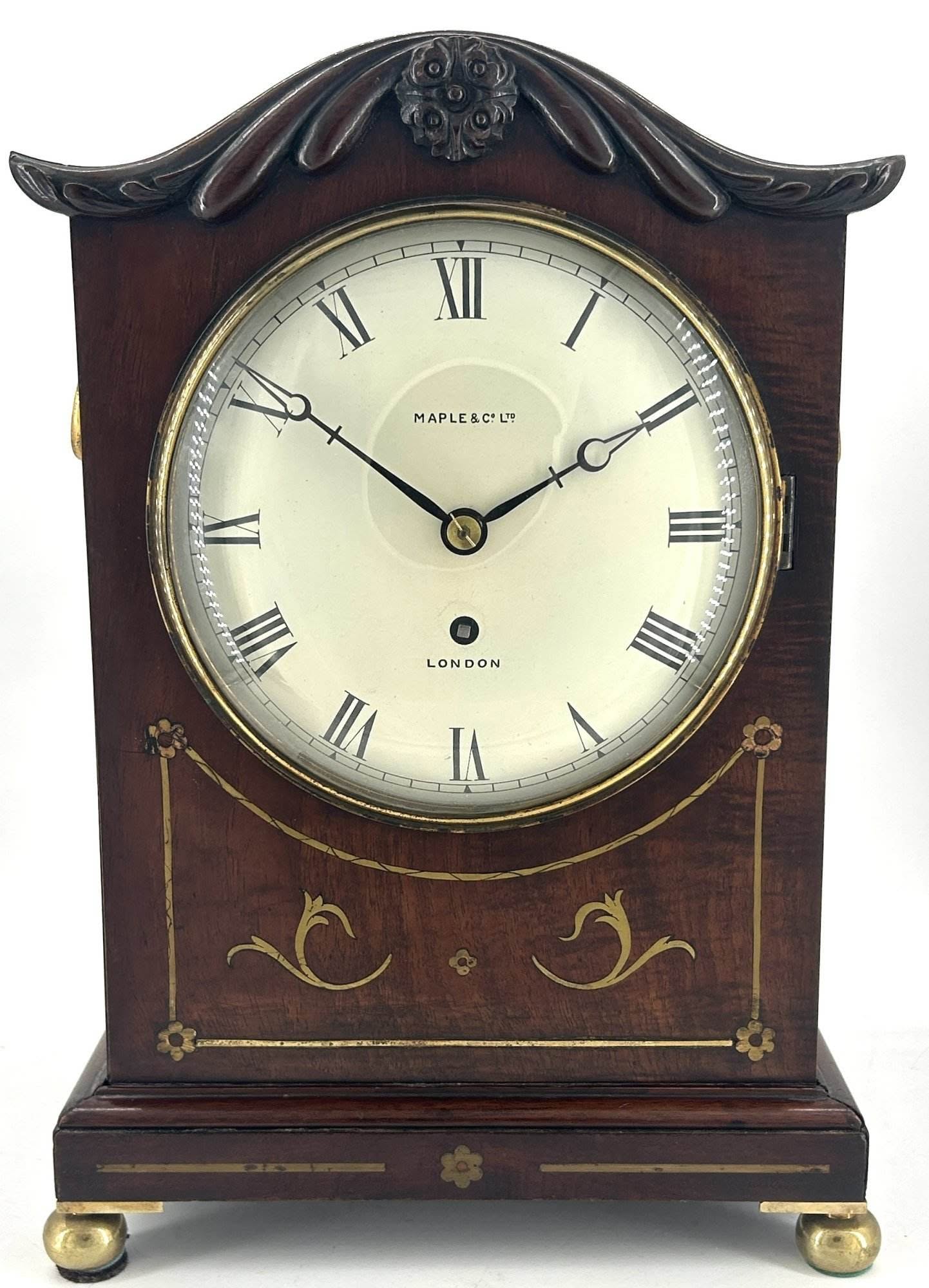 Fabulous Georgian Single Fusee brass inlay Mantle Clock - ca1850