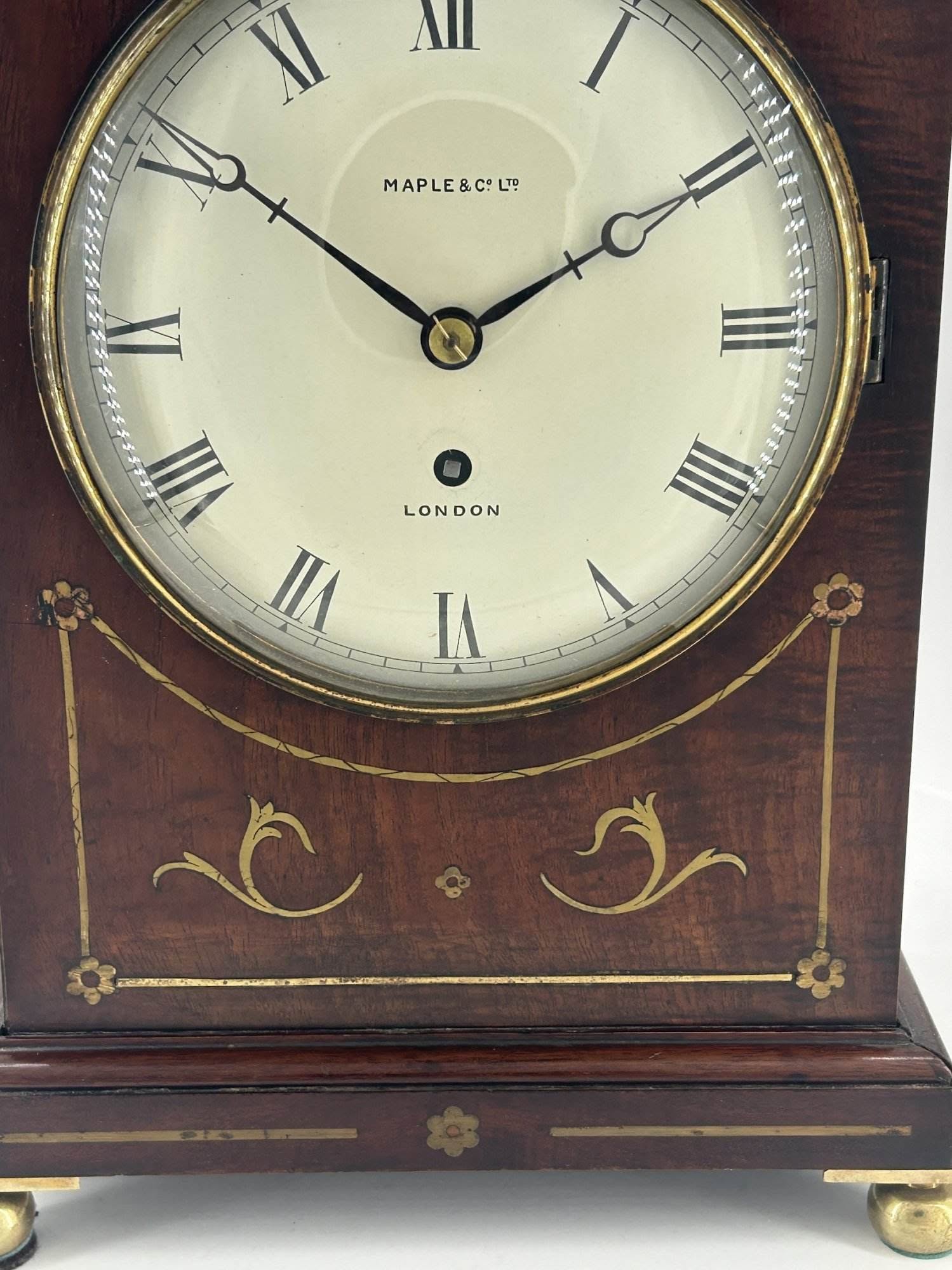Fabulous Georgian Single Fusee brass inlay Mantle Clock - ca1850 - Image 9