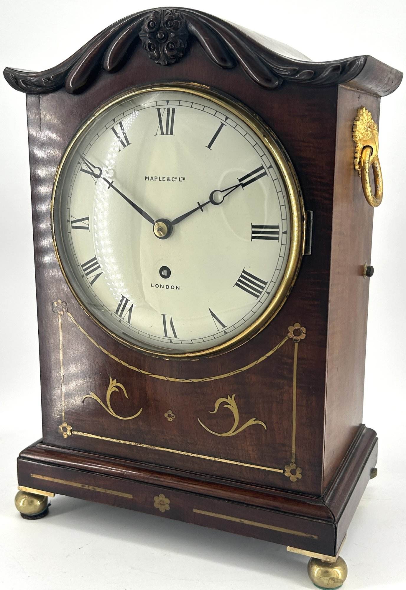 Fabulous Georgian Single Fusee brass inlay Mantle Clock - ca1850 - Image 2