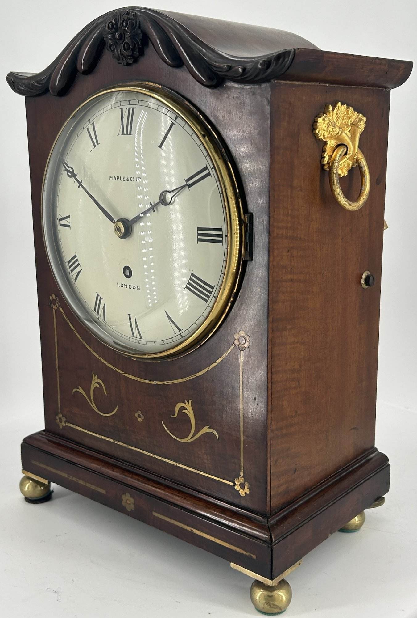Fabulous Georgian Single Fusee brass inlay Mantle Clock - ca1850 - Image 8
