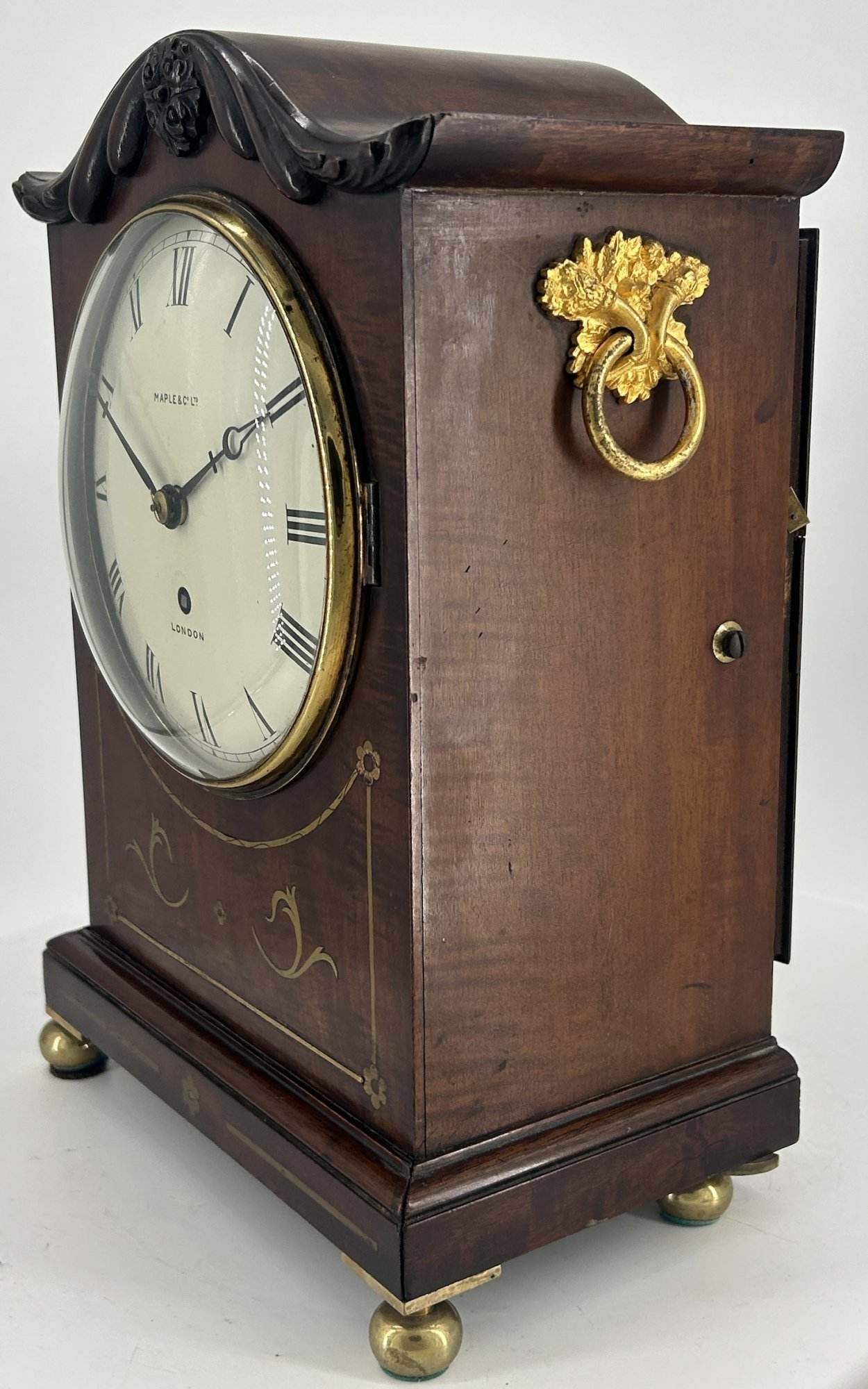 Fabulous Georgian Single Fusee brass inlay Mantle Clock - ca1850 - Image 7