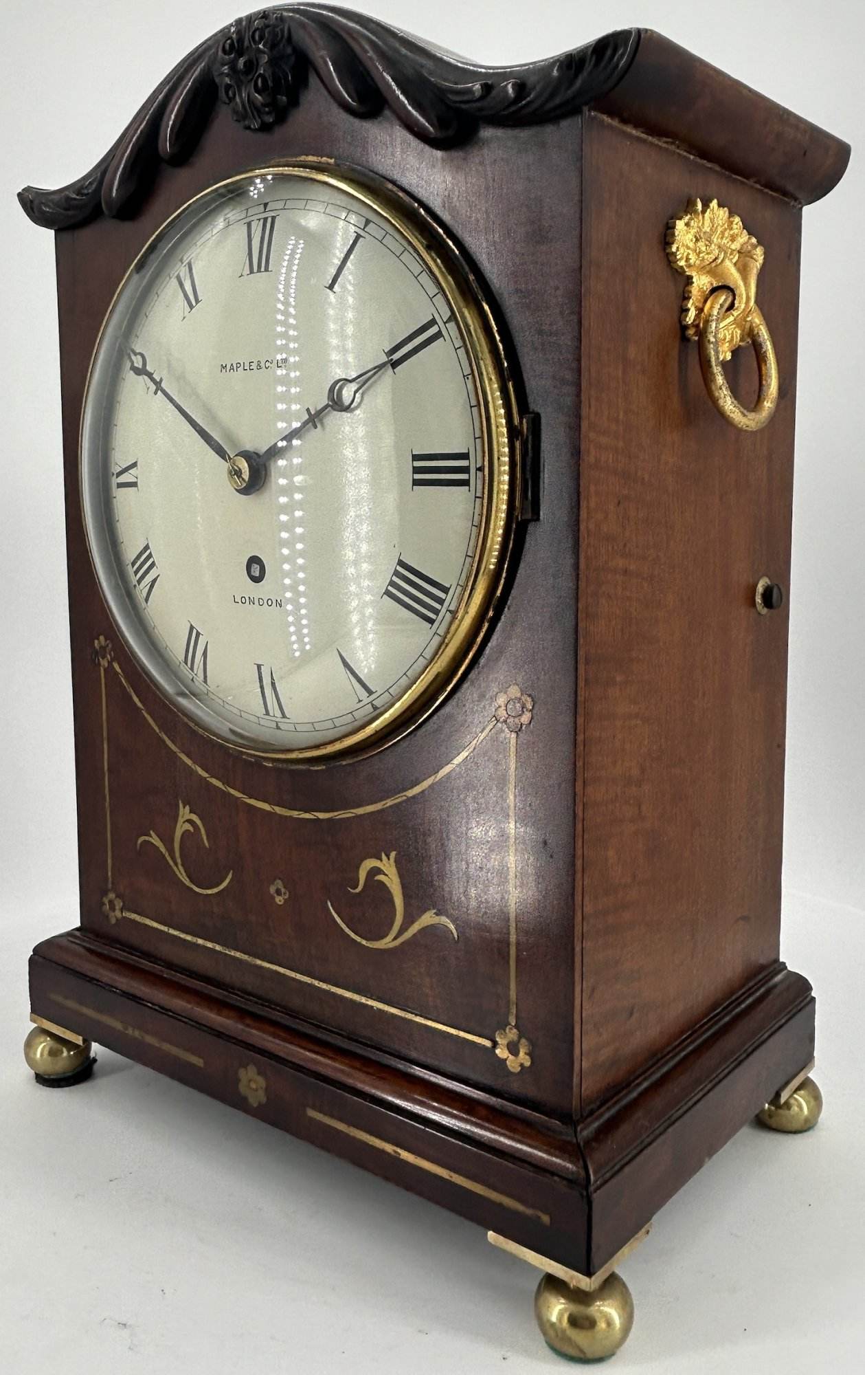 Fabulous Georgian Single Fusee brass inlay Mantle Clock - ca1850 - Image 4