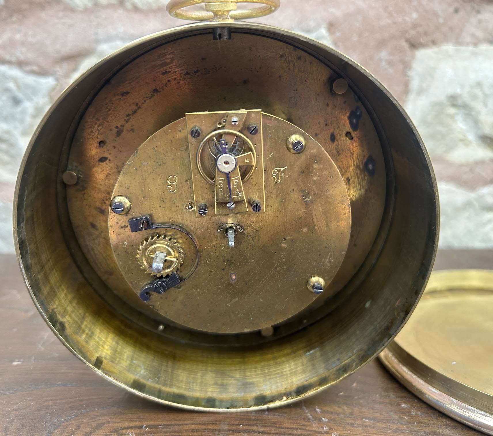 Interesting Large Round Carriage clock – ca 1900 - Image 9