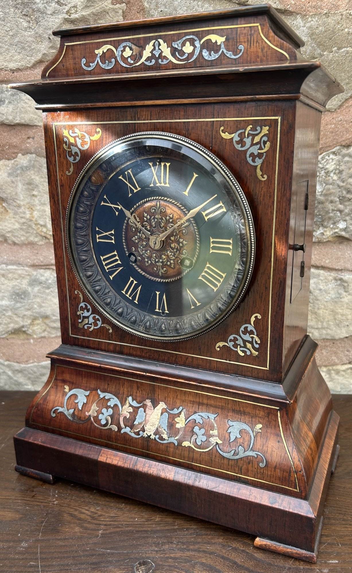 Stunning Rosewood inlaid Bracket Clock – ca 1870 - Image 3