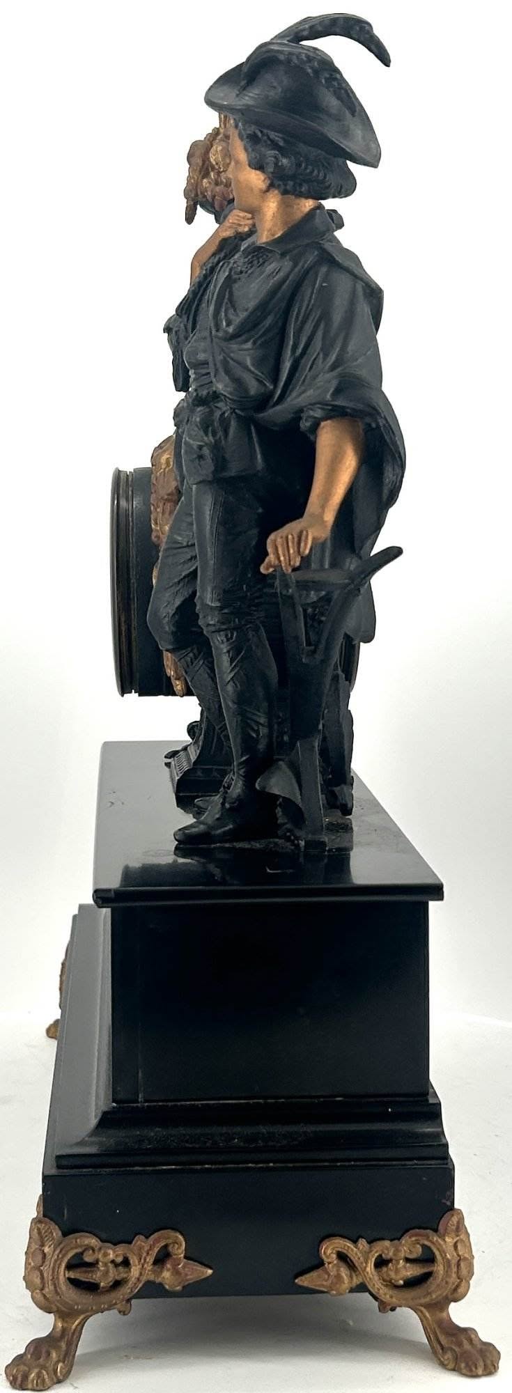 Stunning Victorian French Figural Slate & Spelter Mantel Clock - ca 1890 - Image 5