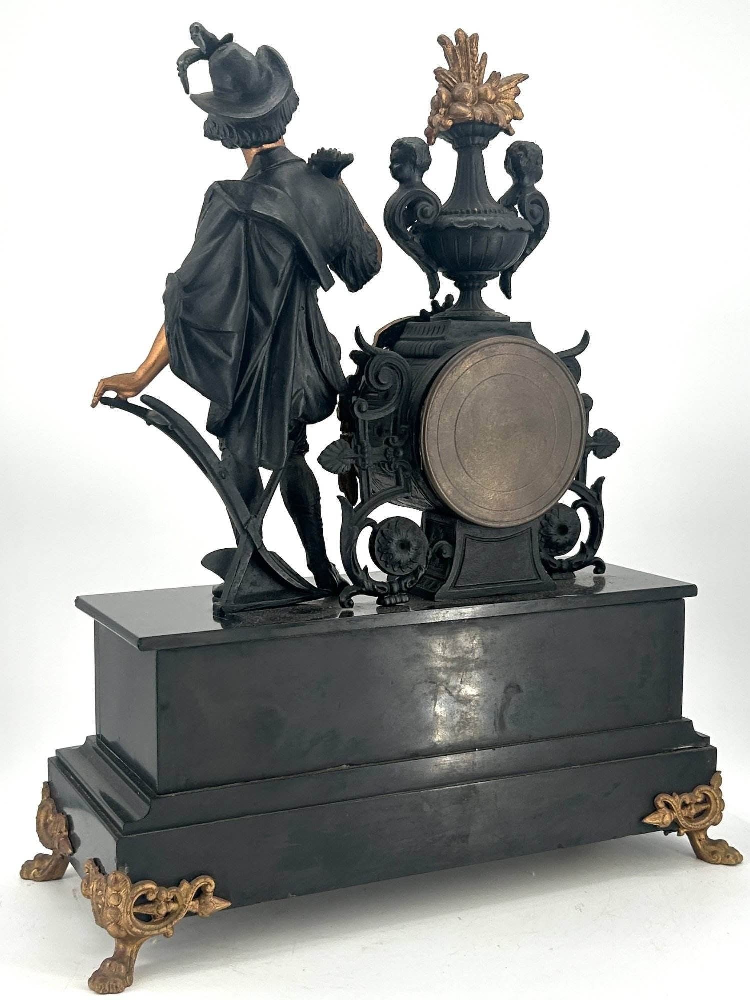 Stunning Victorian French Figural Slate & Spelter Mantel Clock - ca 1890 - Image 13