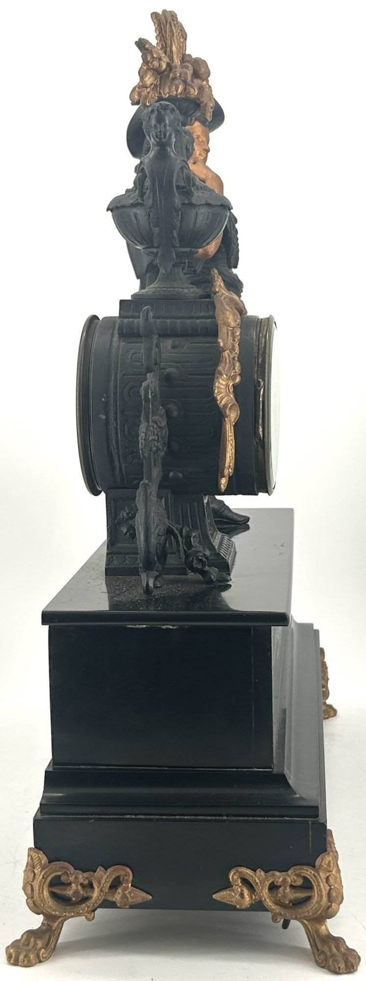 Stunning Victorian French Figural Slate & Spelter Mantel Clock - ca 1890 - Image 10