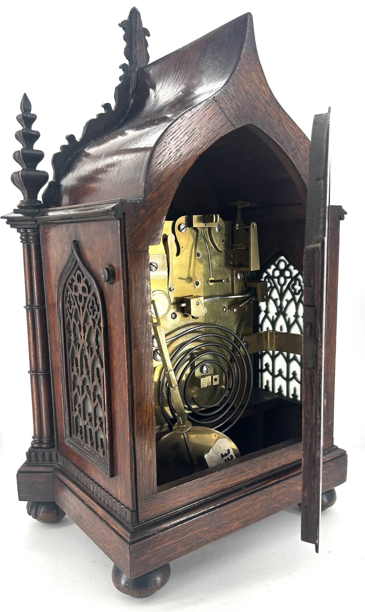 Exquisite Victorian twin Fusee Gothic Bracket clock – R Warwick London - ca 1850 - Image 9