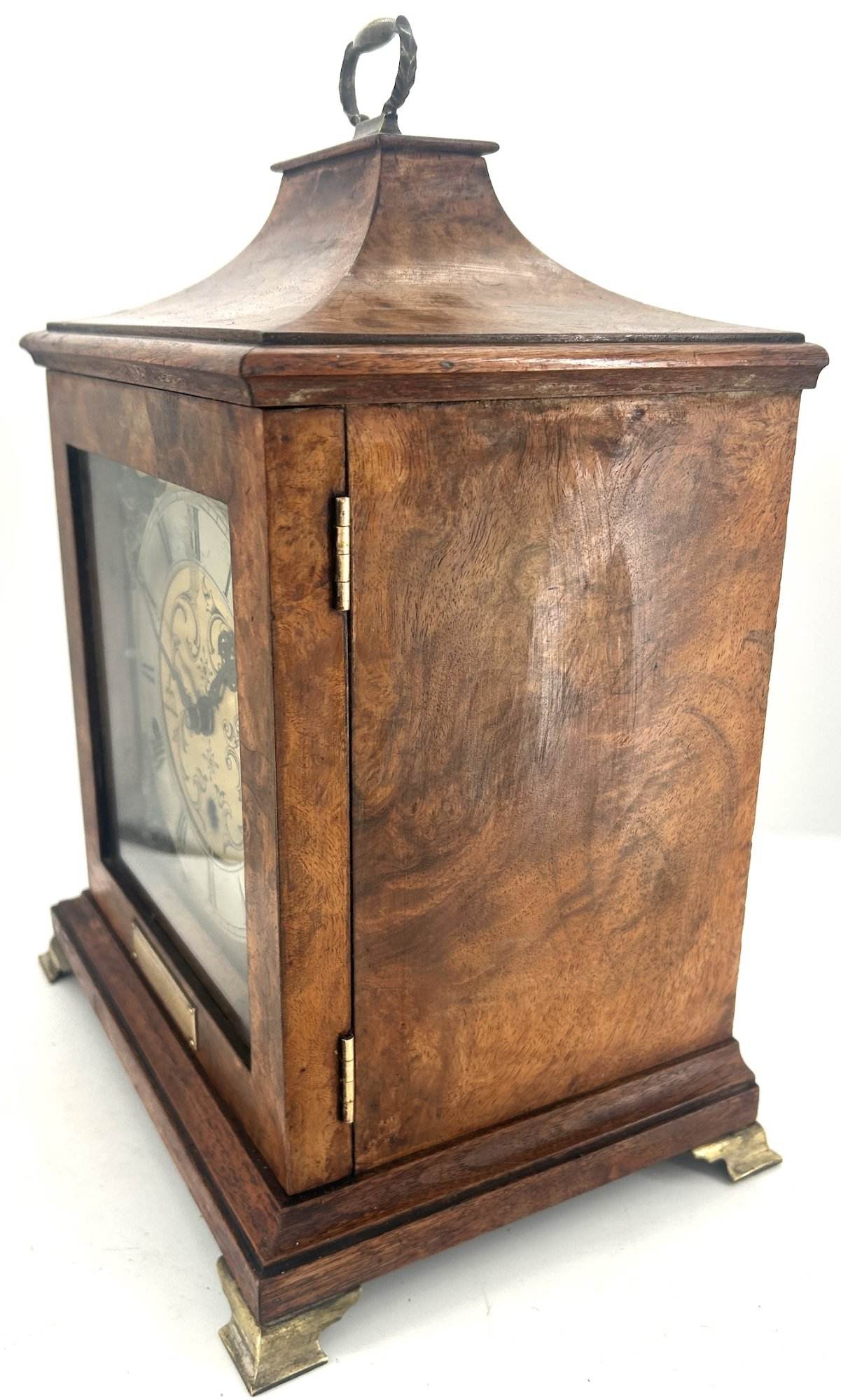 Stunning Burr Walnut case Westminster chime Bracket Clock – ca1920 - Image 8