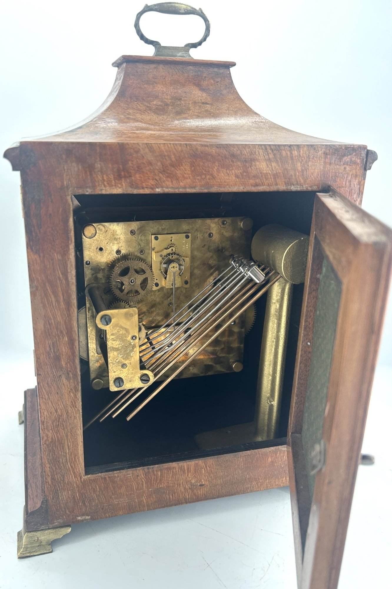 Stunning Burr Walnut case Westminster chime Bracket Clock – ca1920 - Image 5