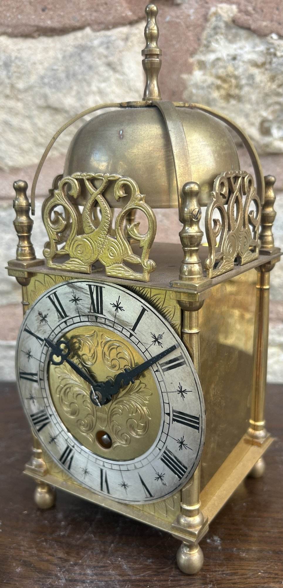 Fabulous Brass Lantern Mantel Clock - ca1905 - Image 4