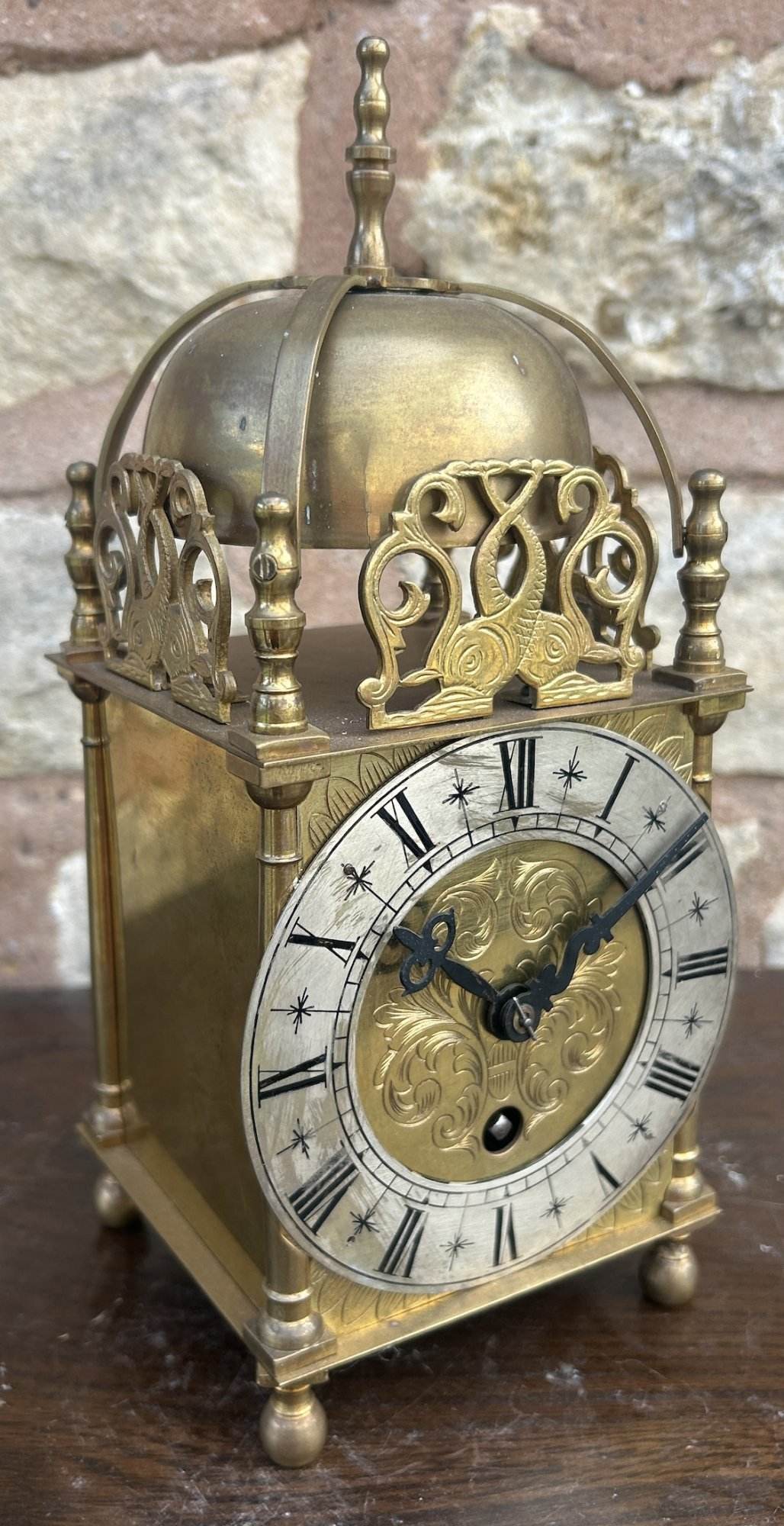 Fabulous Brass Lantern Mantel Clock - ca1905 - Image 5
