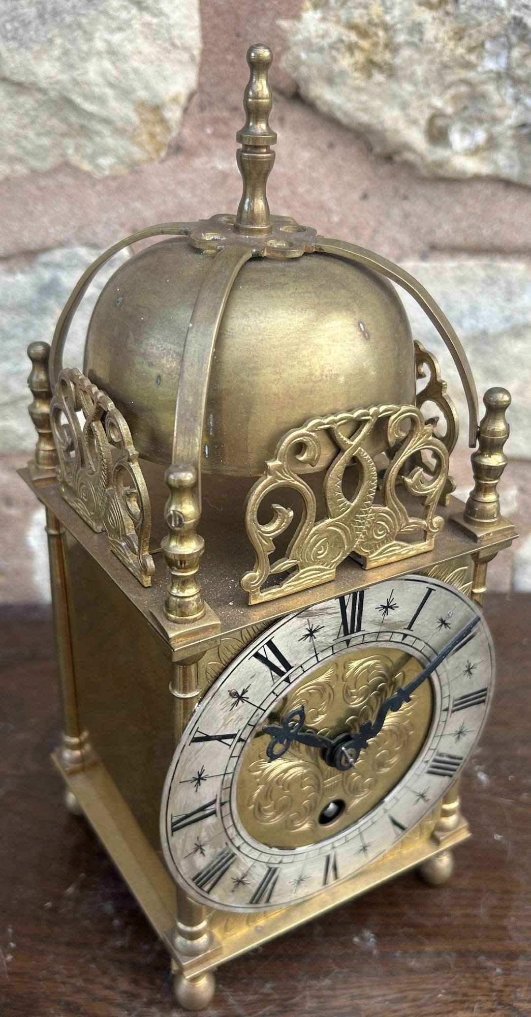 Fabulous Brass Lantern Mantel Clock - ca1905 - Image 6