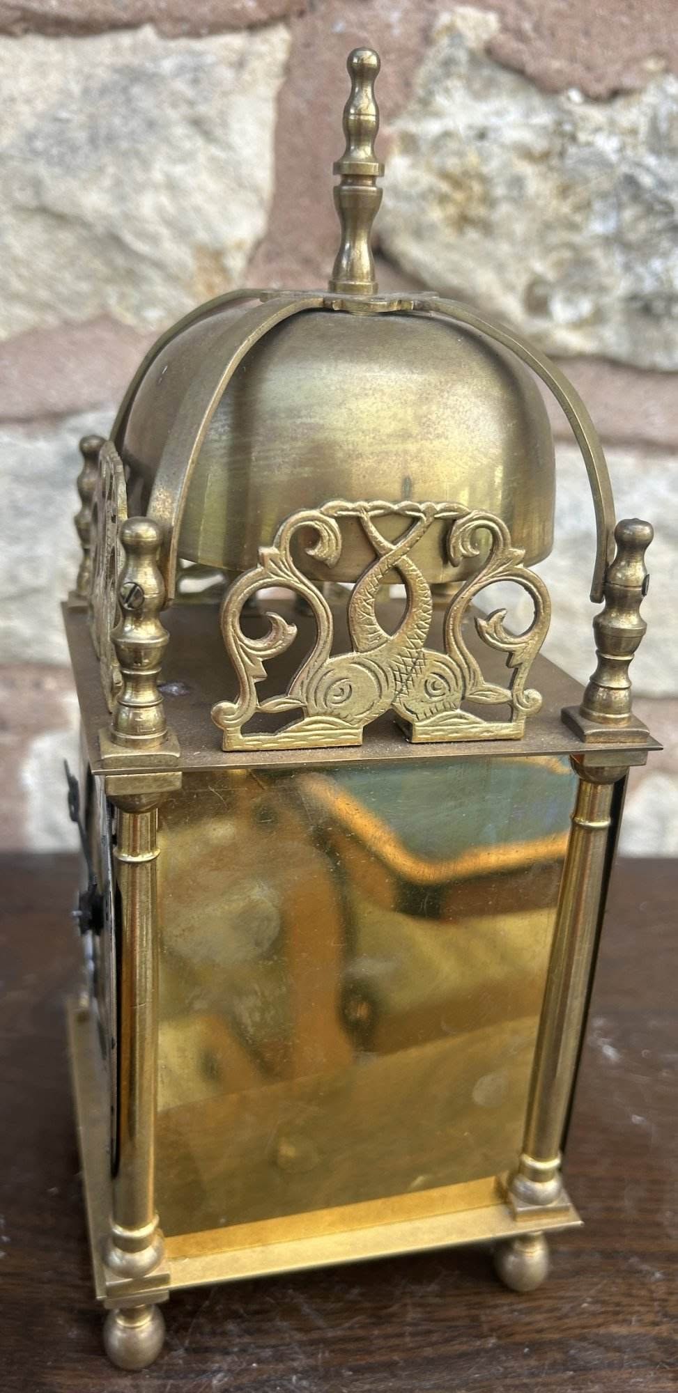 Fabulous Brass Lantern Mantel Clock - ca1905 - Image 7