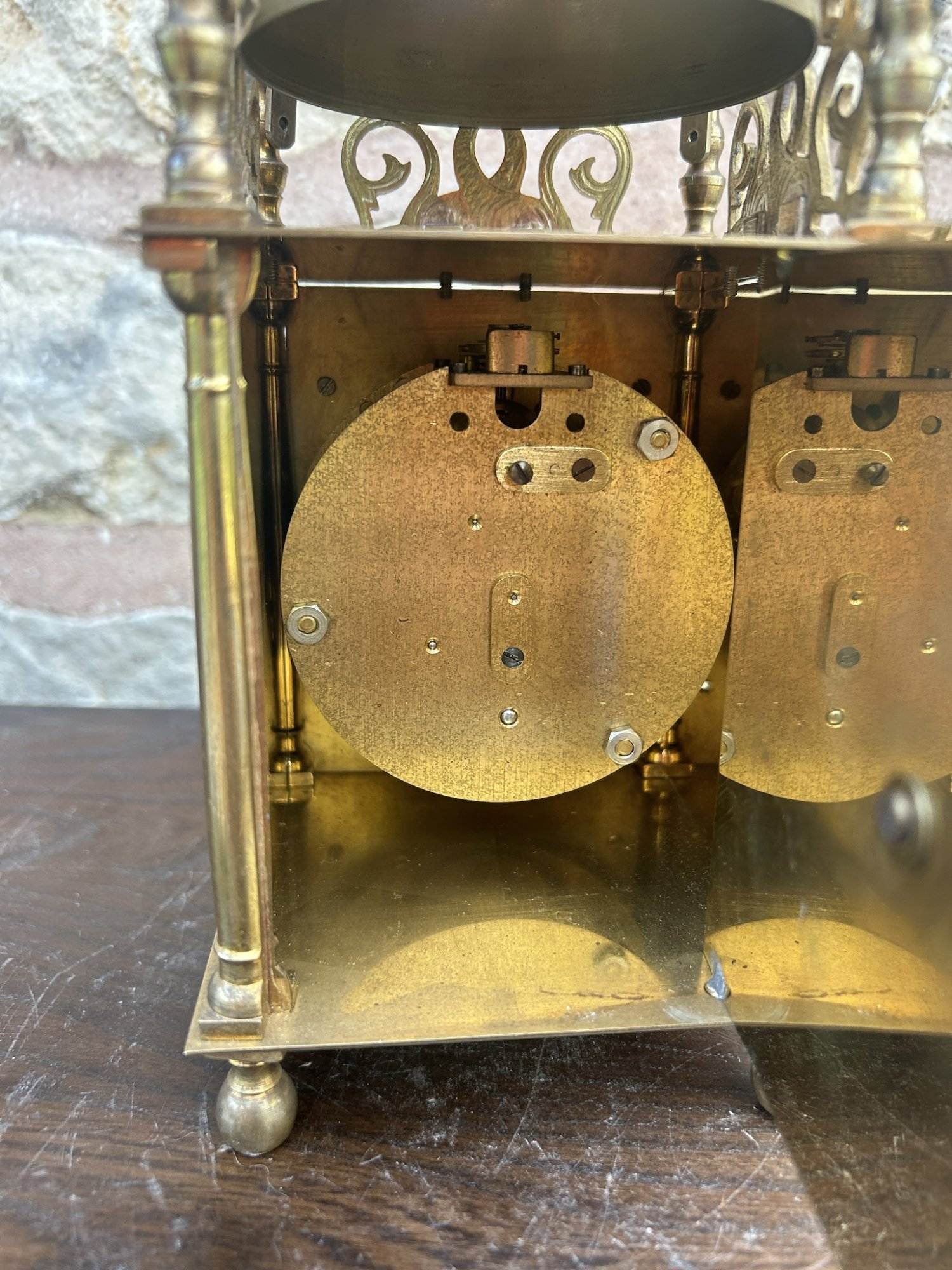 Fabulous Brass Lantern Mantel Clock - ca1905 - Image 9