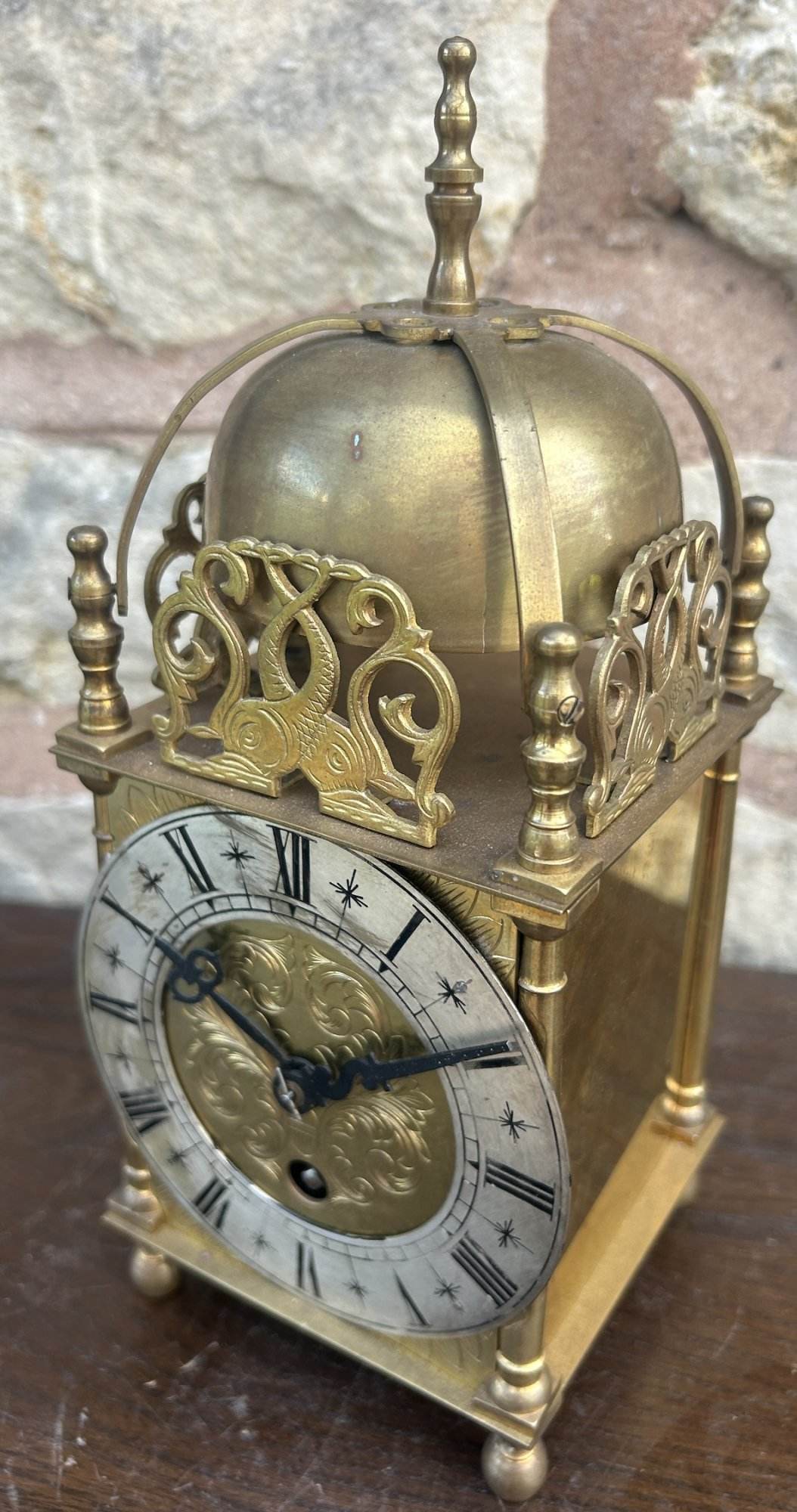 Fabulous Brass Lantern Mantel Clock - ca1905 - Image 2