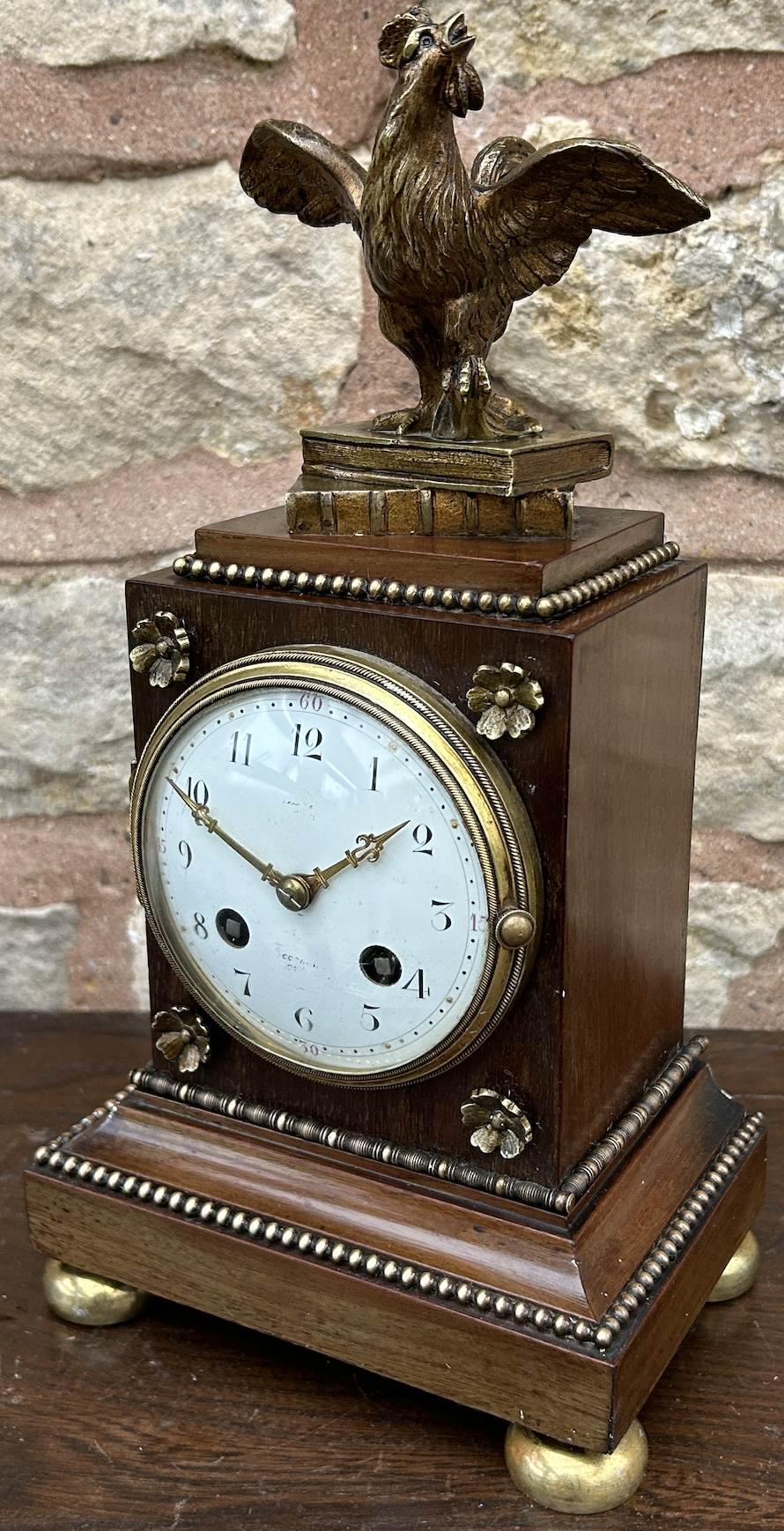 Fabulous Walnut Cubed Bronze ormolu Mantel Clock - Ca 1880 - Image 11