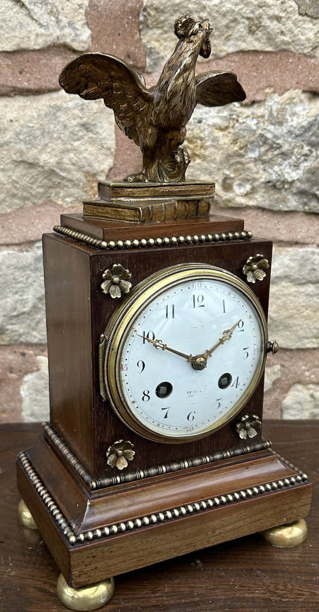 Fabulous Walnut Cubed Bronze ormolu Mantel Clock - Ca 1880 - Image 9