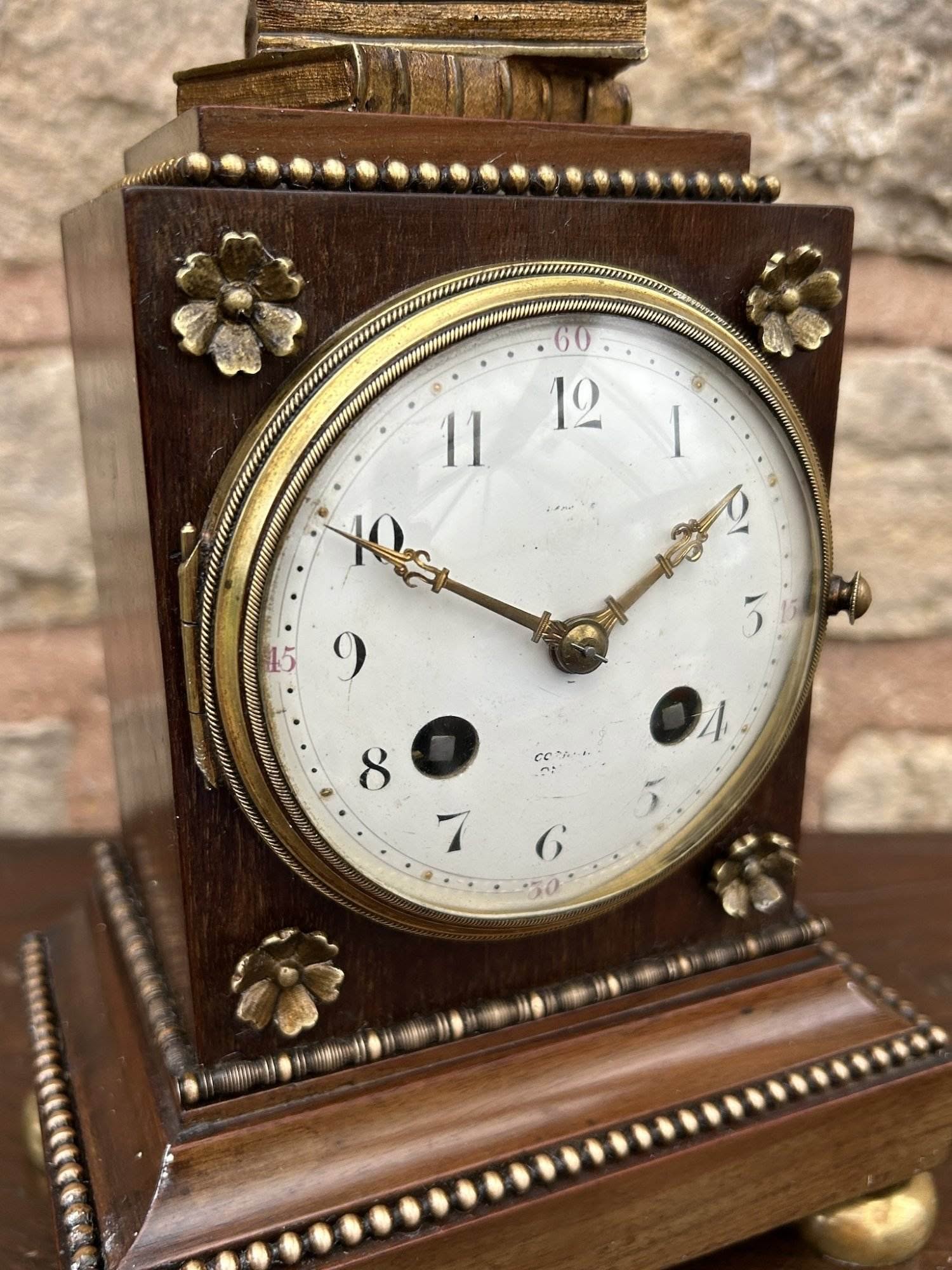 Fabulous Walnut Cubed Bronze ormolu Mantel Clock - Ca 1880 - Image 8