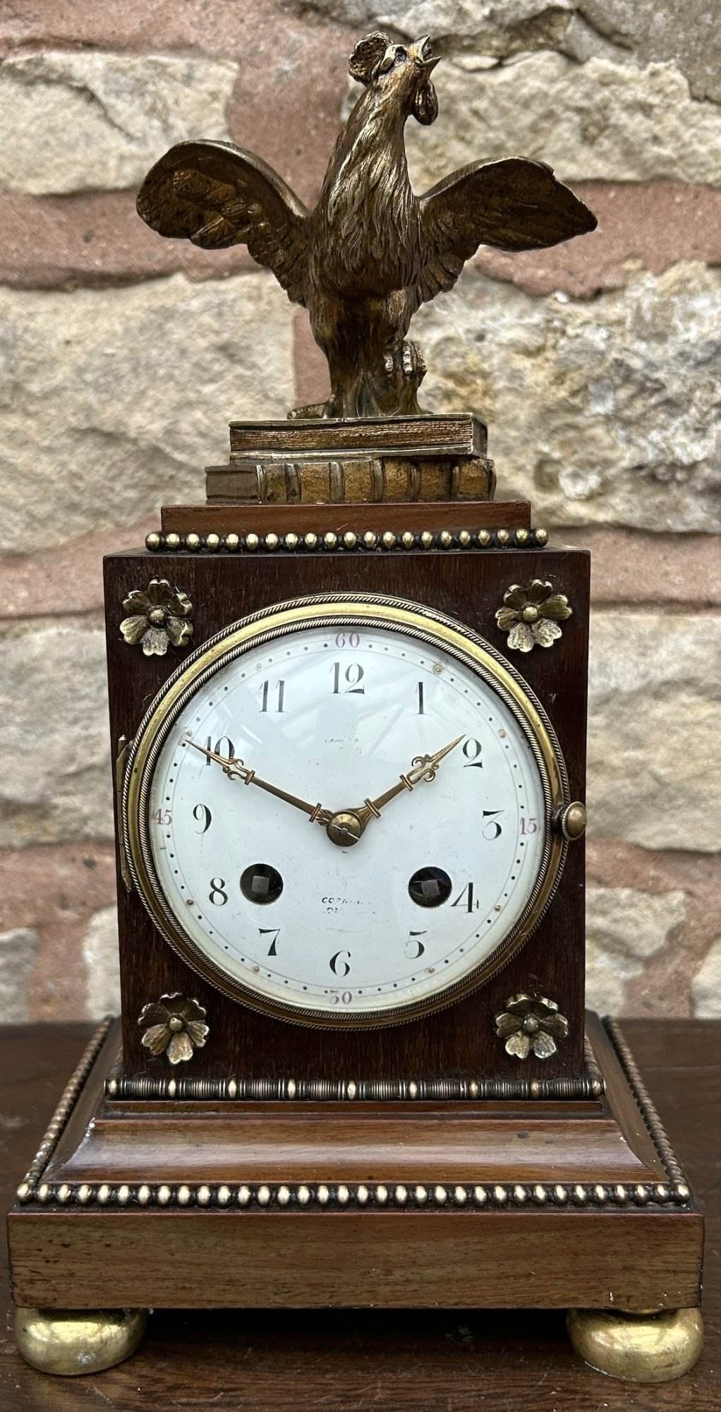 Fabulous Walnut Cubed Bronze ormolu Mantel Clock - Ca 1880 - Image 7