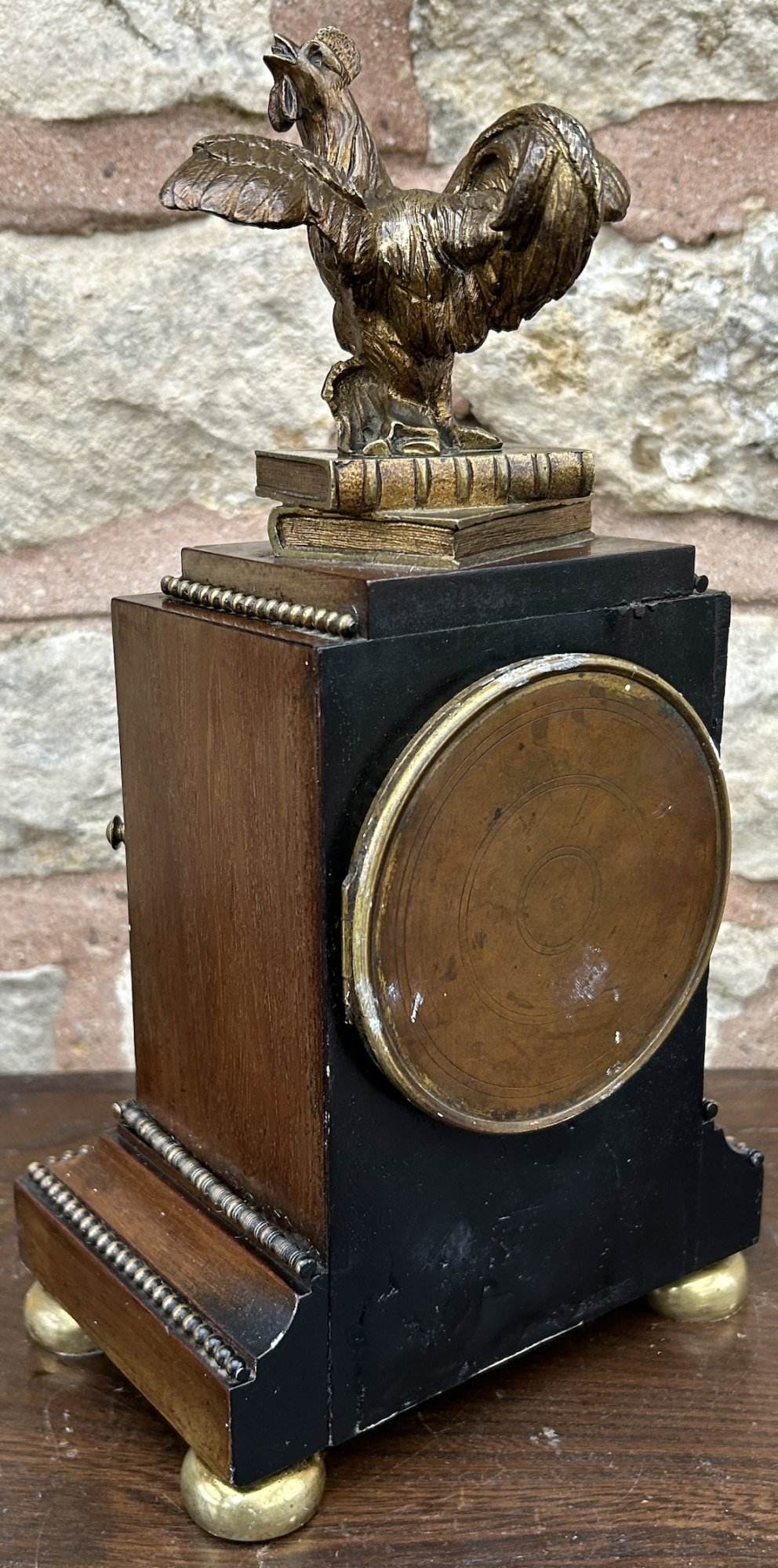 Fabulous Walnut Cubed Bronze ormolu Mantel Clock - Ca 1880 - Image 6