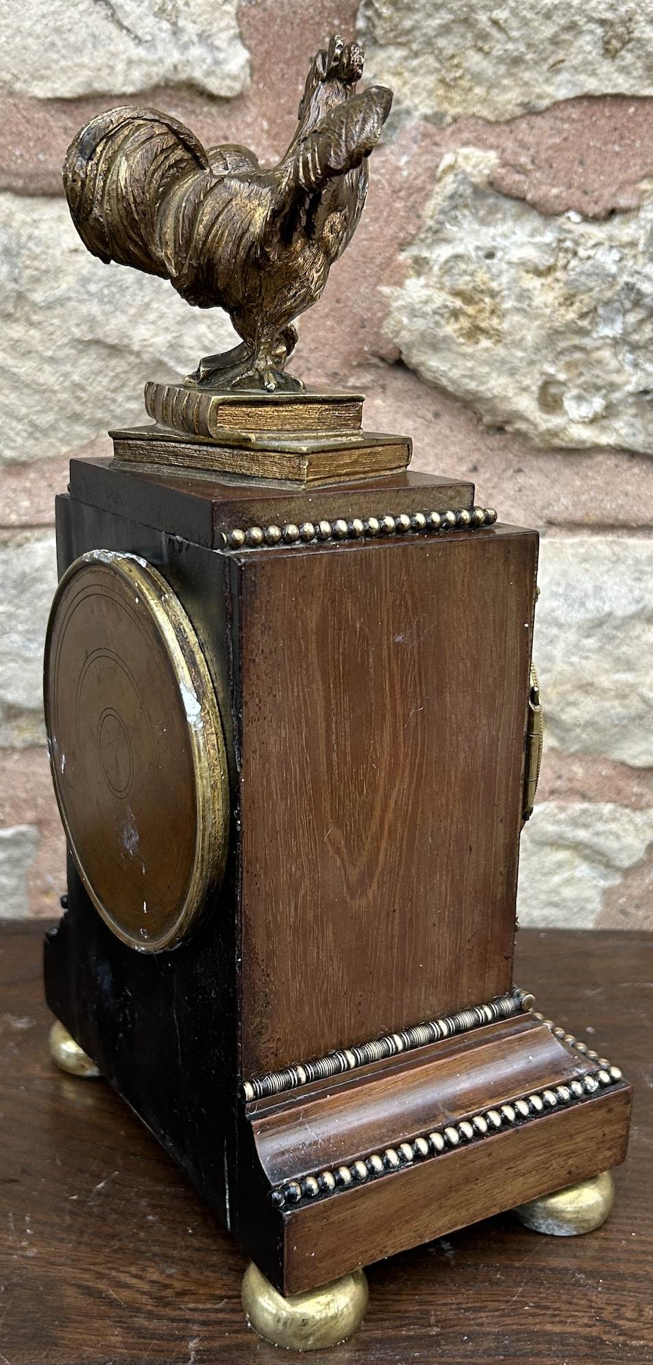 Fabulous Walnut Cubed Bronze ormolu Mantel Clock - Ca 1880 - Image 5