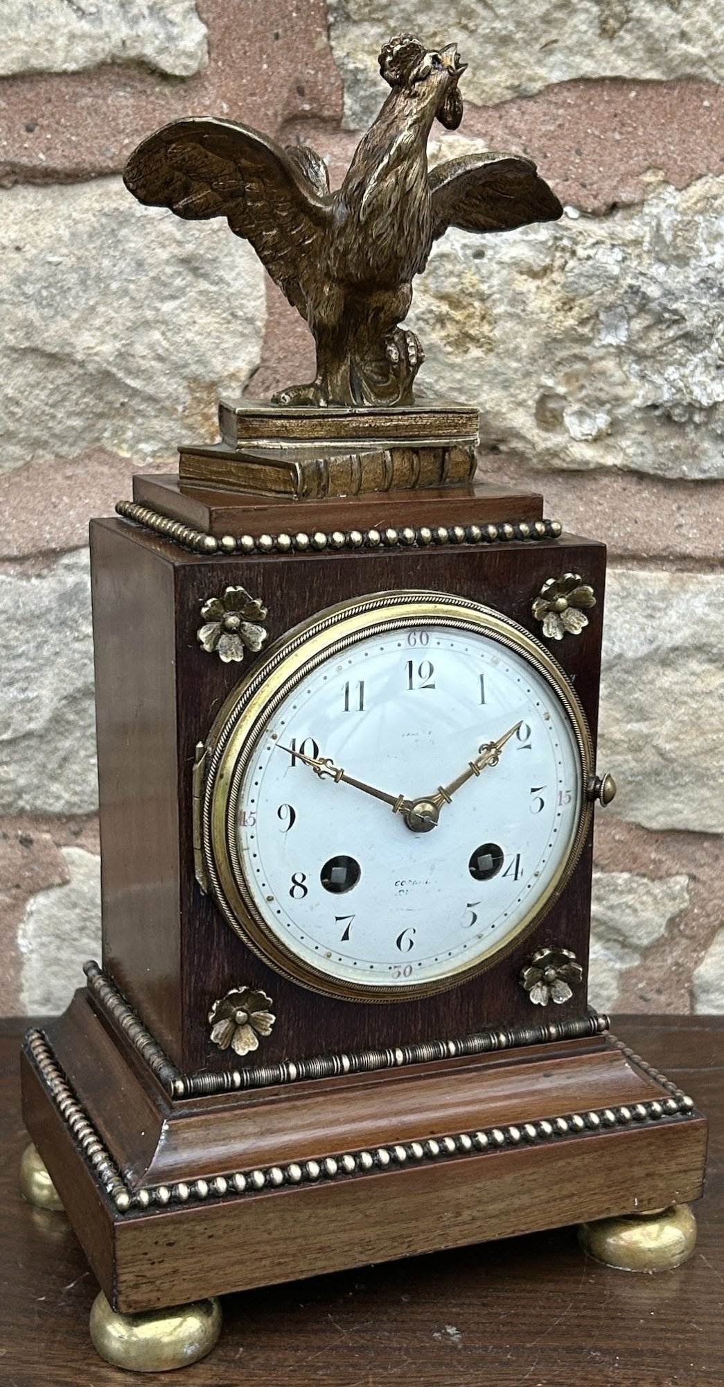 Fabulous Walnut Cubed Bronze ormolu Mantel Clock - Ca 1880 - Image 4