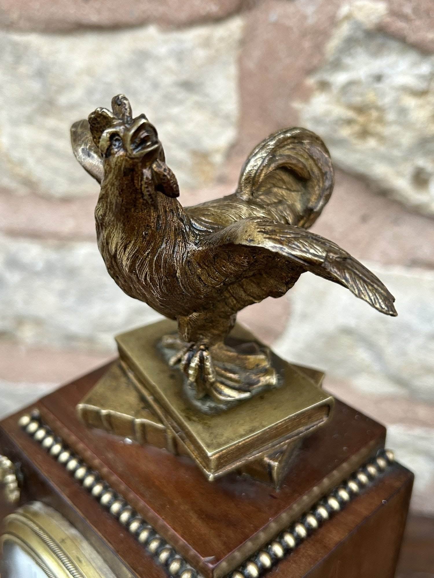 Fabulous Walnut Cubed Bronze ormolu Mantel Clock - Ca 1880 - Image 3