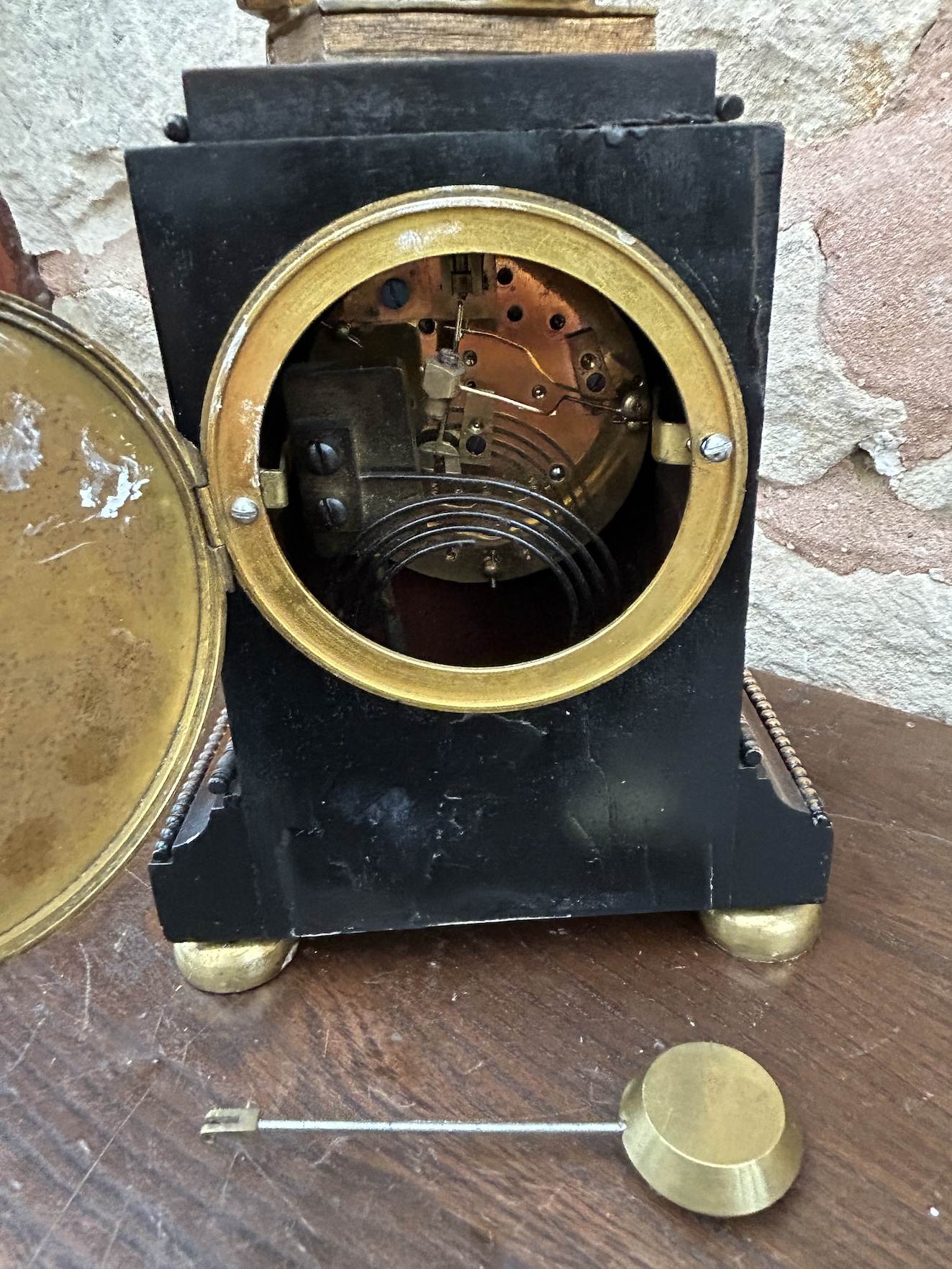 Fabulous Walnut Cubed Bronze ormolu Mantel Clock - Ca 1880 - Image 13