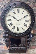 Fabulous Welch Victorian Rosewood Carved Twin Fusee Drop Dial Clock – Ca 1860