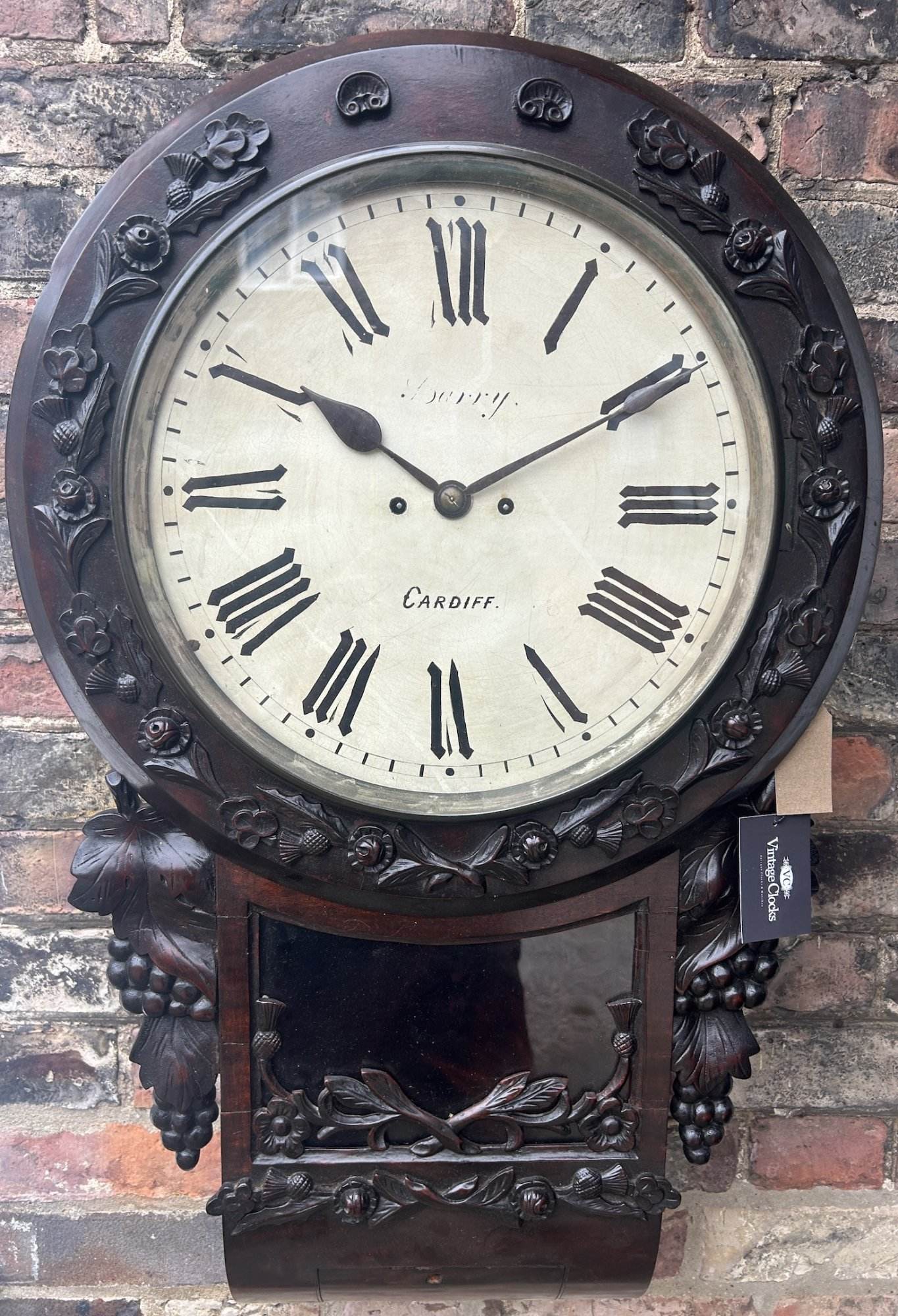 Fabulous Welch Victorian Rosewood Carved Twin Fusee Drop Dial Clock – Ca 1860