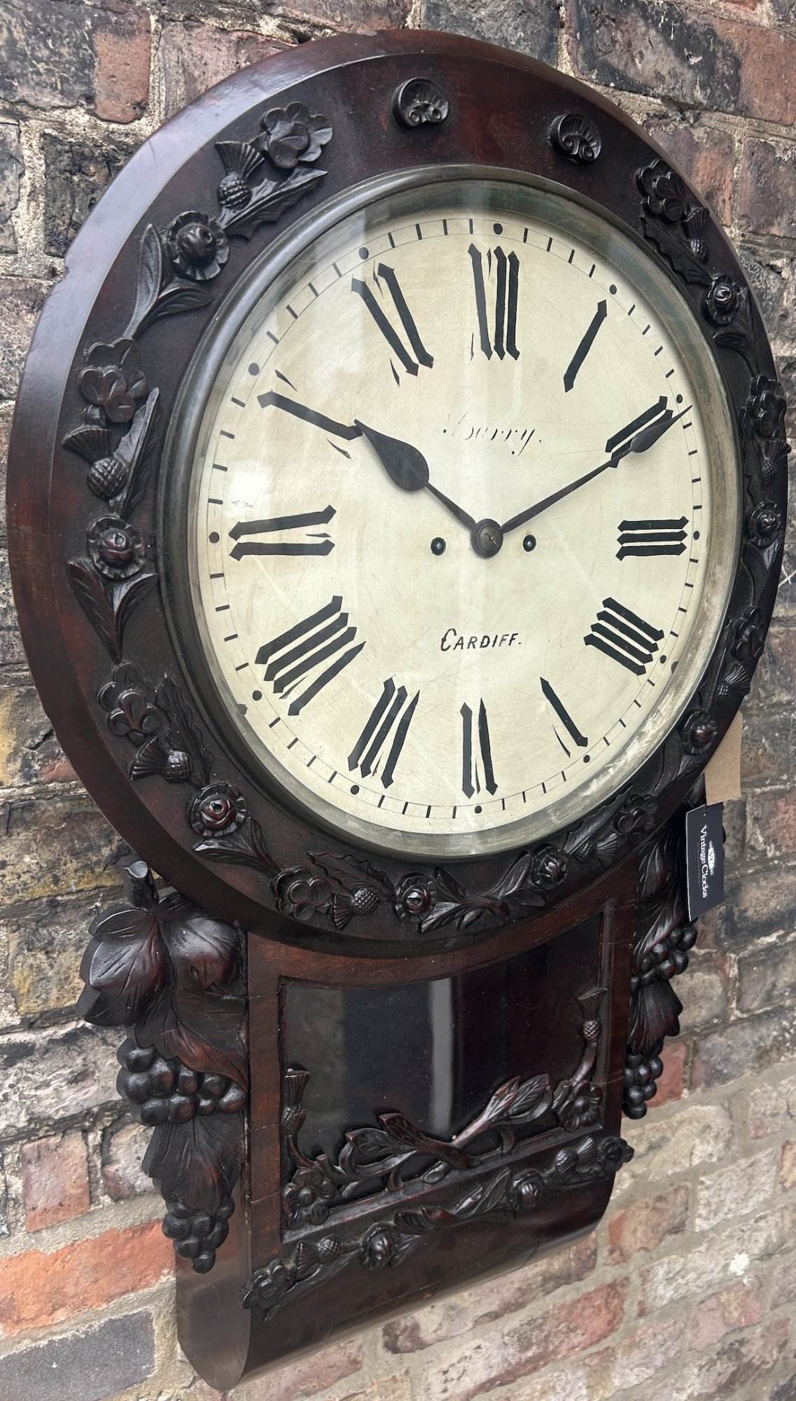 Fabulous Welch Victorian Rosewood Carved Twin Fusee Drop Dial Clock – Ca 1860 - Image 7