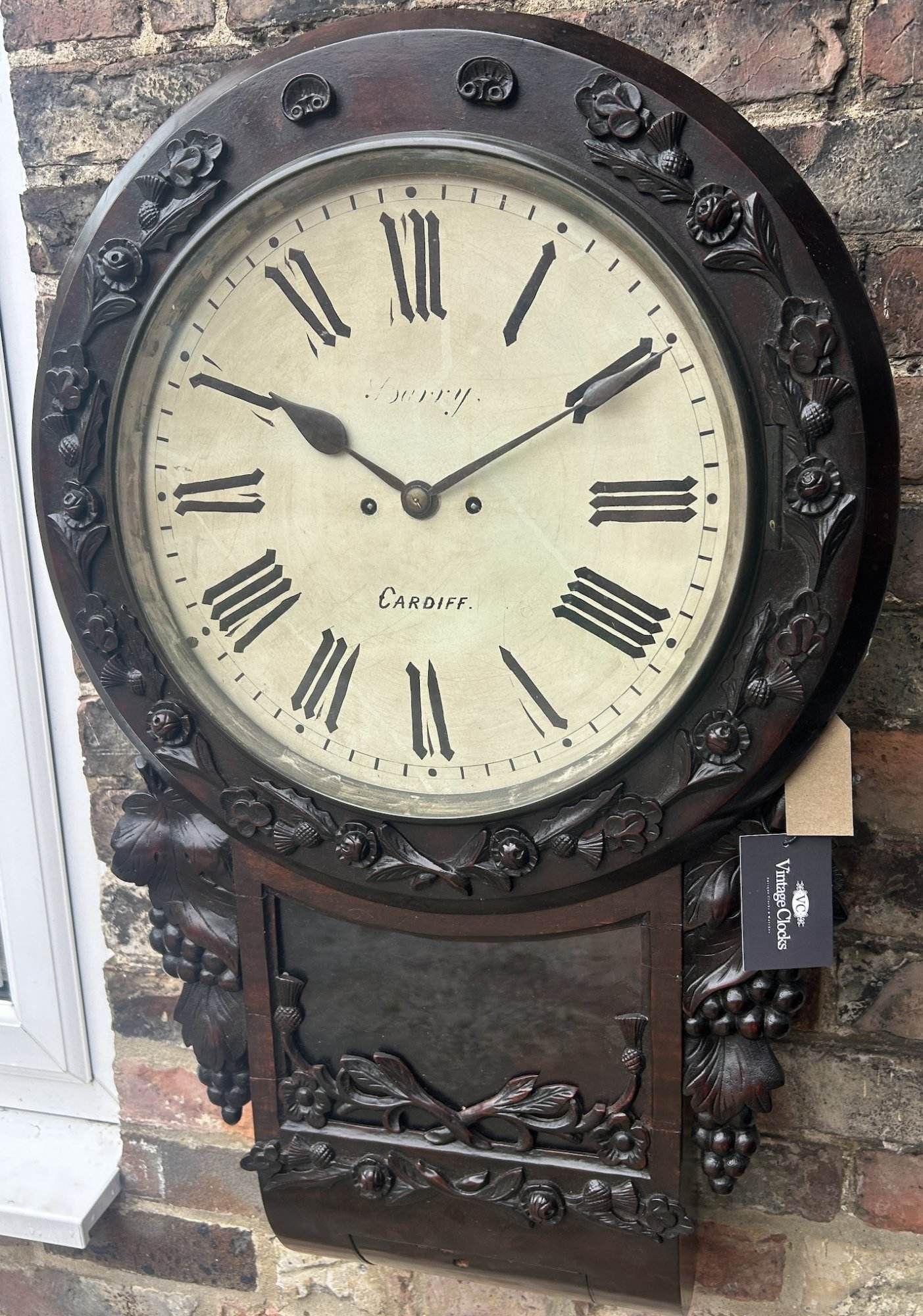 Fabulous Welch Victorian Rosewood Carved Twin Fusee Drop Dial Clock – Ca 1860 - Image 9