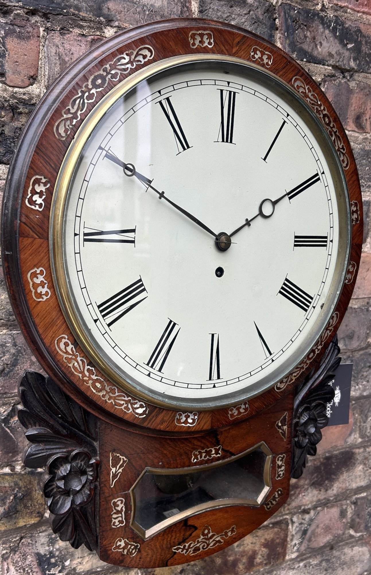 Fine Victorian Rosewood Carved Single Fusee Drop Dial Clock - Ca 1880 - Image 11