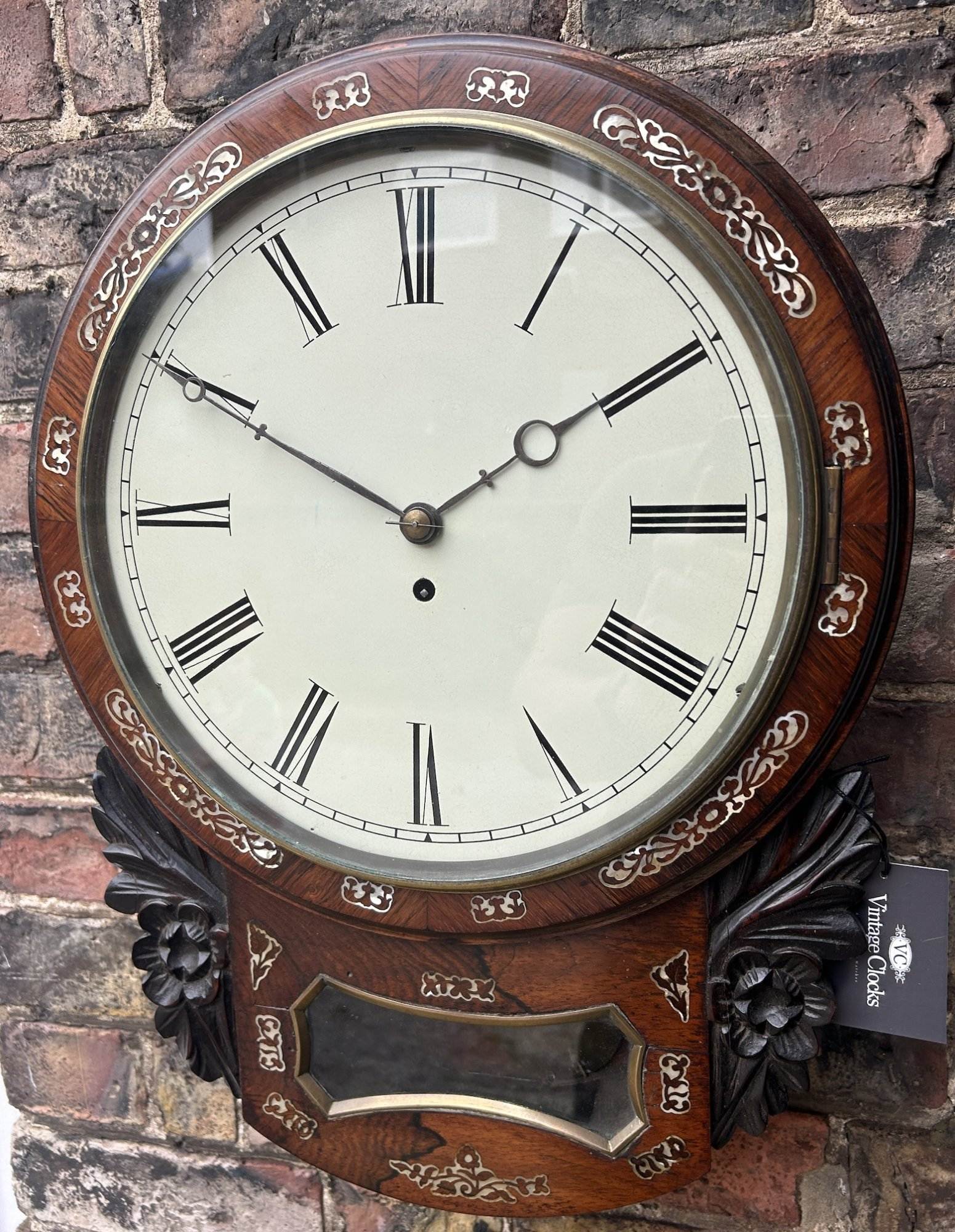 Fine Victorian Rosewood Carved Single Fusee Drop Dial Clock - Ca 1880 - Image 10