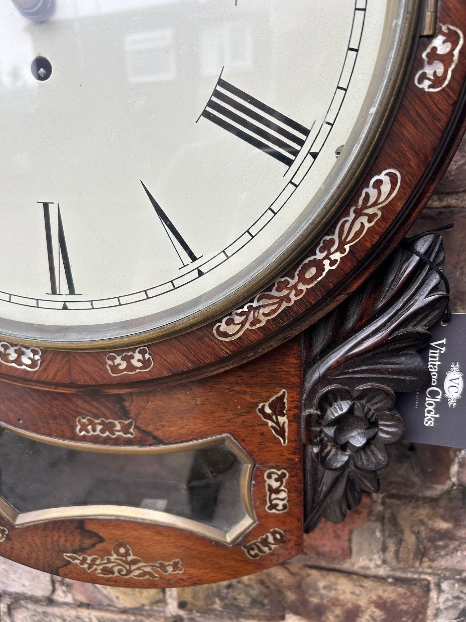 Fine Victorian Rosewood Carved Single Fusee Drop Dial Clock - Ca 1880 - Image 8
