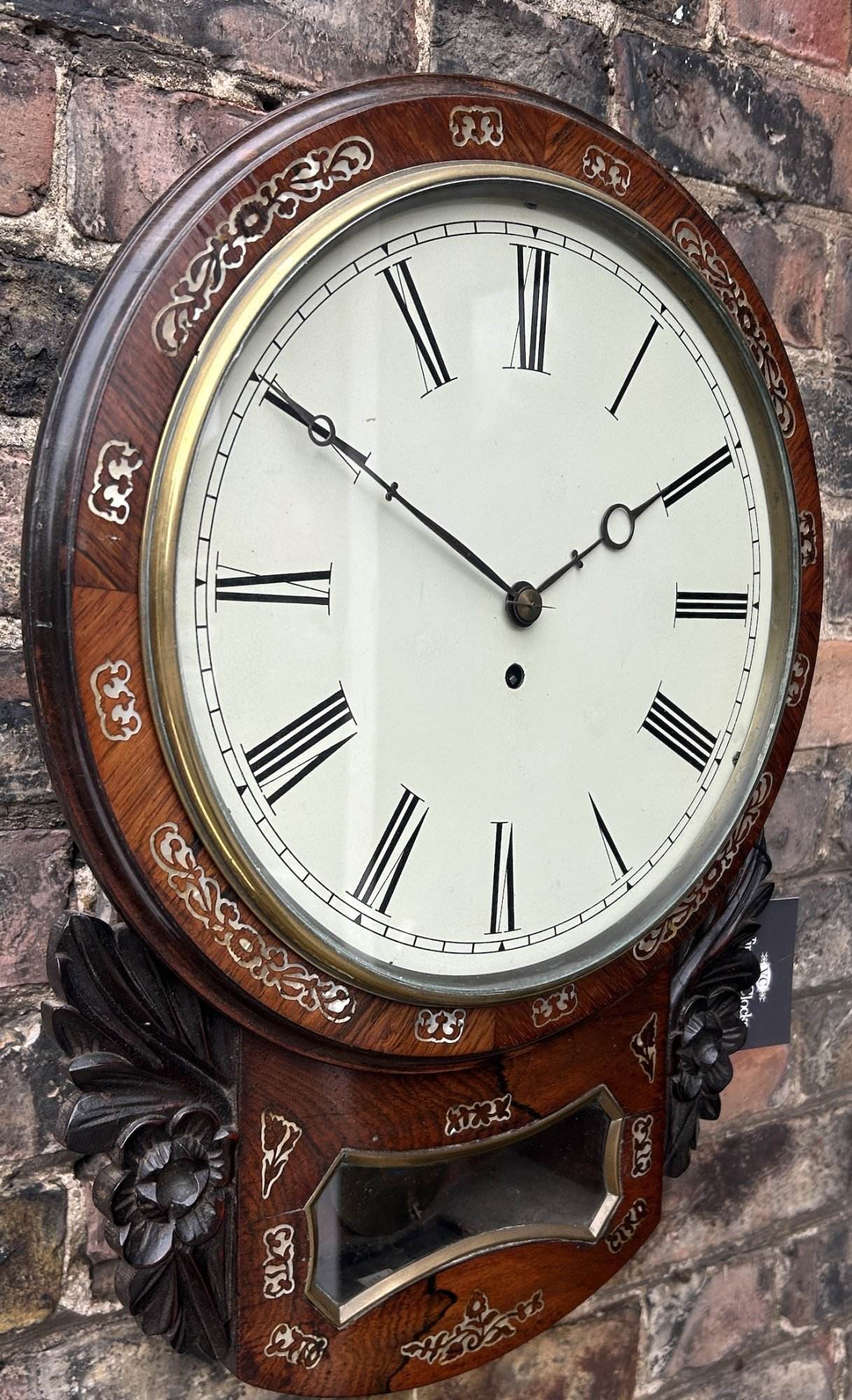 Fine Victorian Rosewood Carved Single Fusee Drop Dial Clock - Ca 1880 - Image 7
