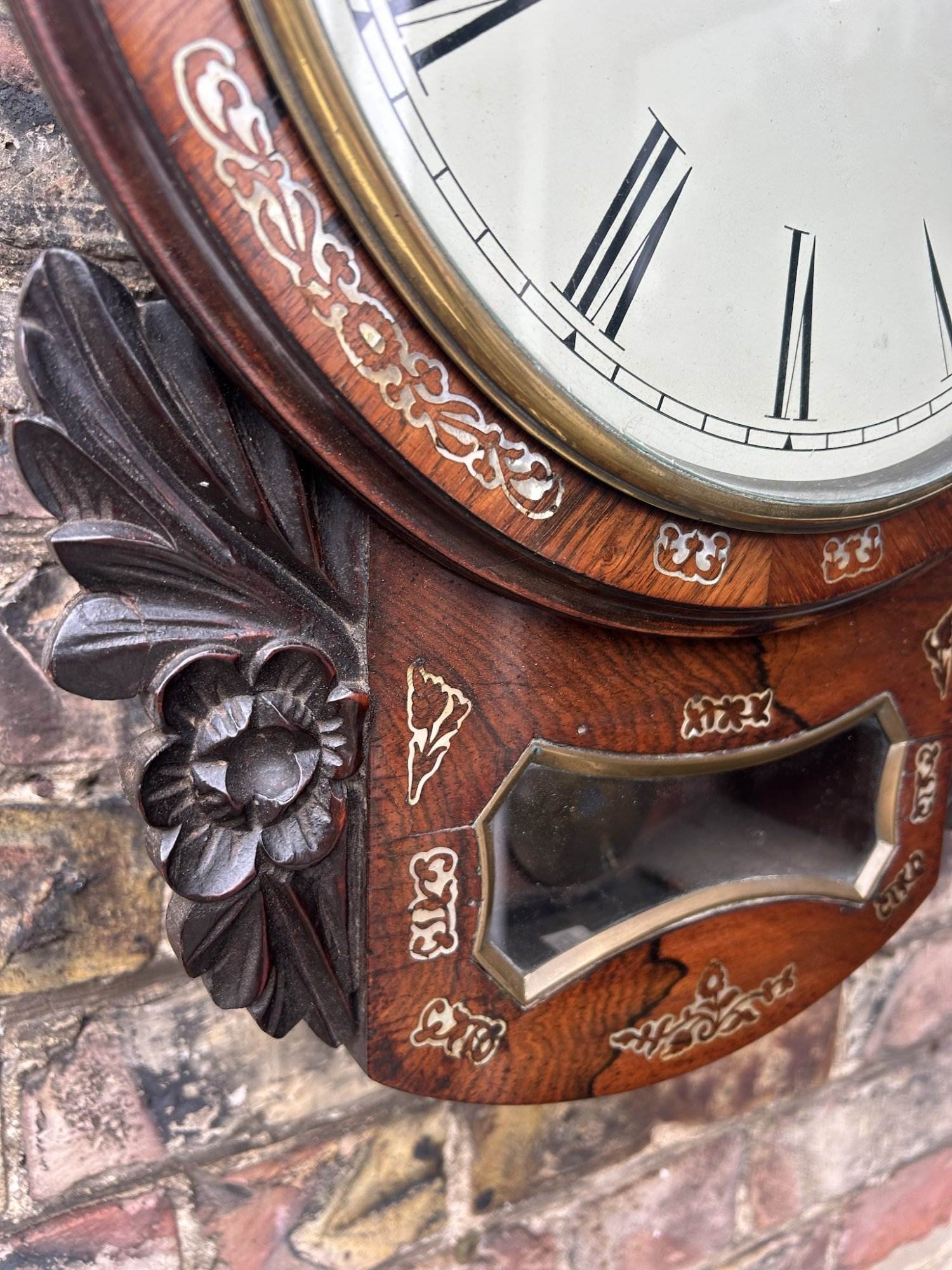 Fine Victorian Rosewood Carved Single Fusee Drop Dial Clock - Ca 1880 - Image 9