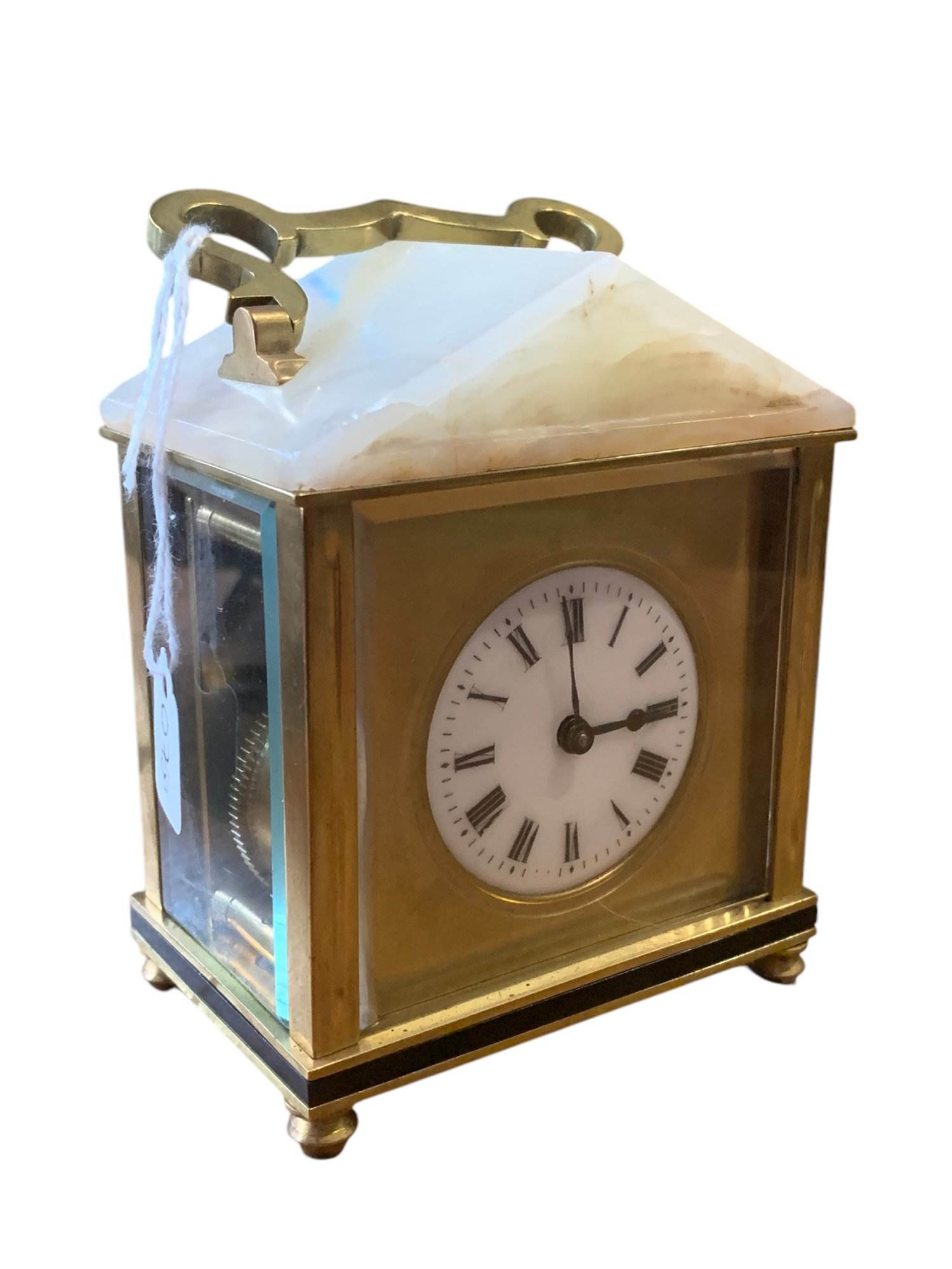 Classic Unusual Antique French Marble Pitched Roof Carriage clock – ca1900 - Image 7