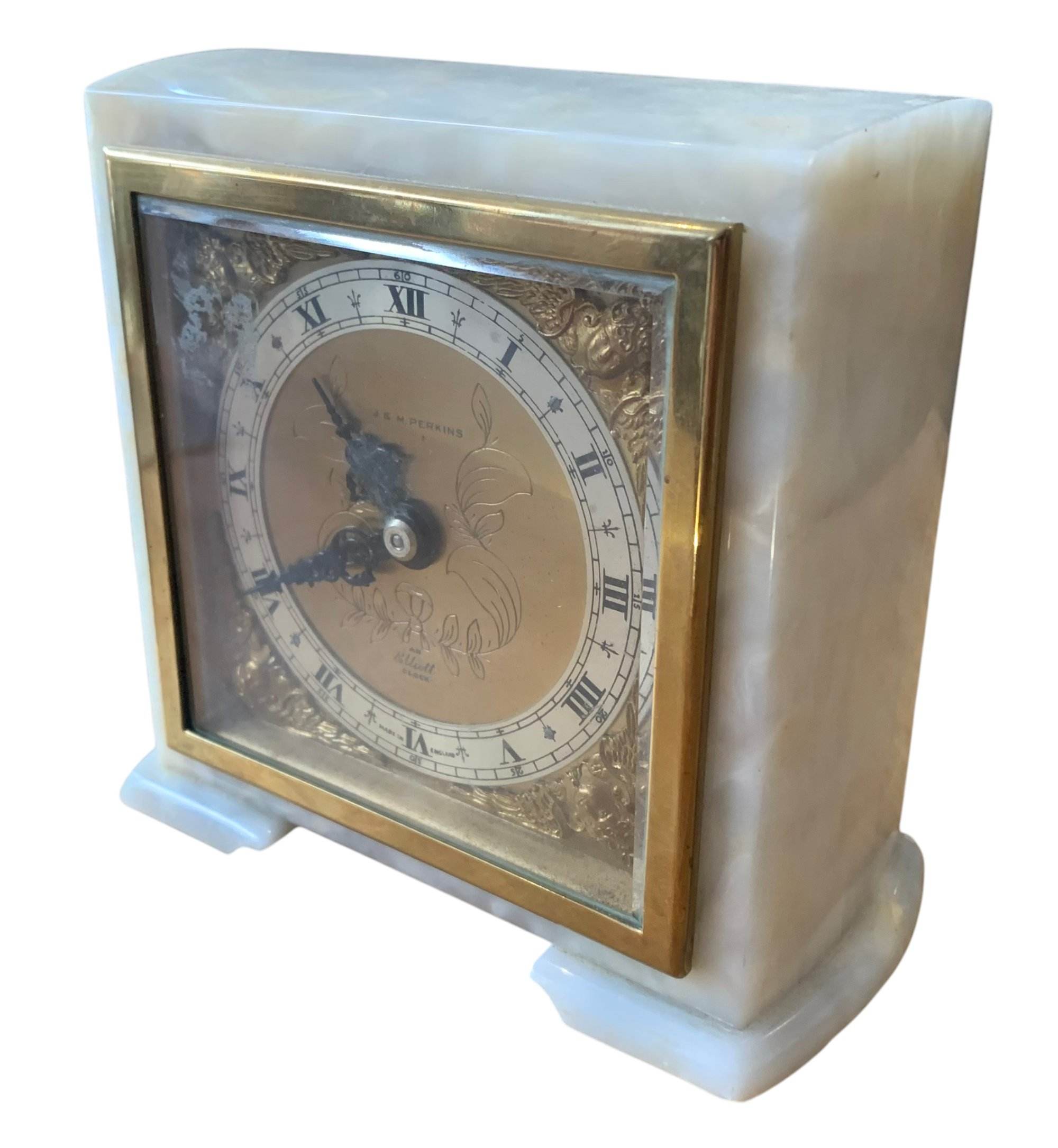 Great white Marble Mantel clock by Elliott, London - - Image 7