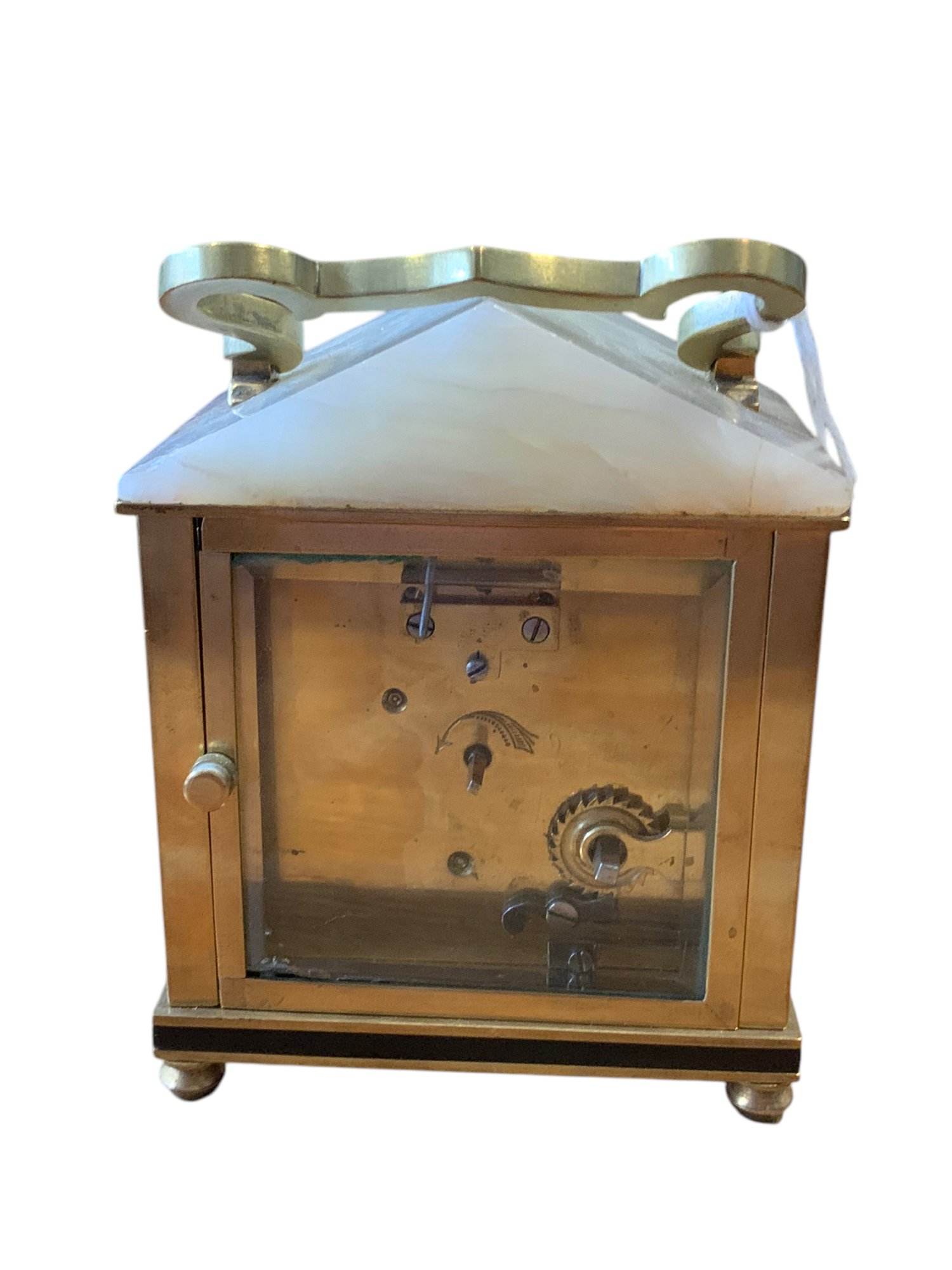 Classic Unusual Antique French Marble Pitched Roof Carriage clock – ca1900 - Image 5