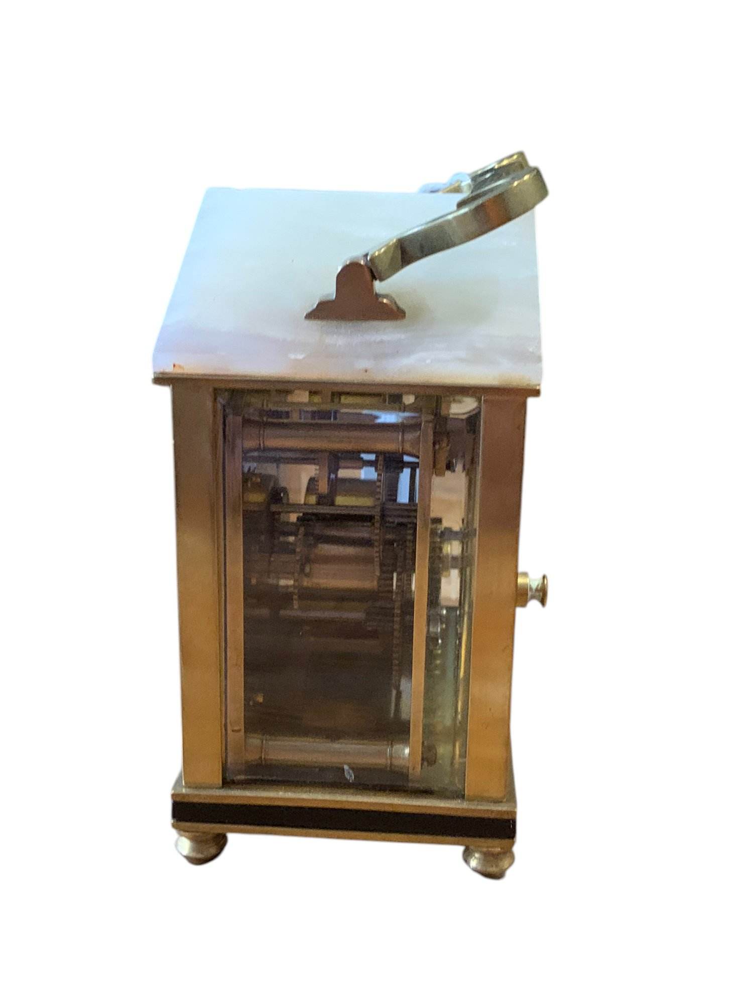 Classic Unusual Antique French Marble Pitched Roof Carriage clock – ca1900 - Image 3
