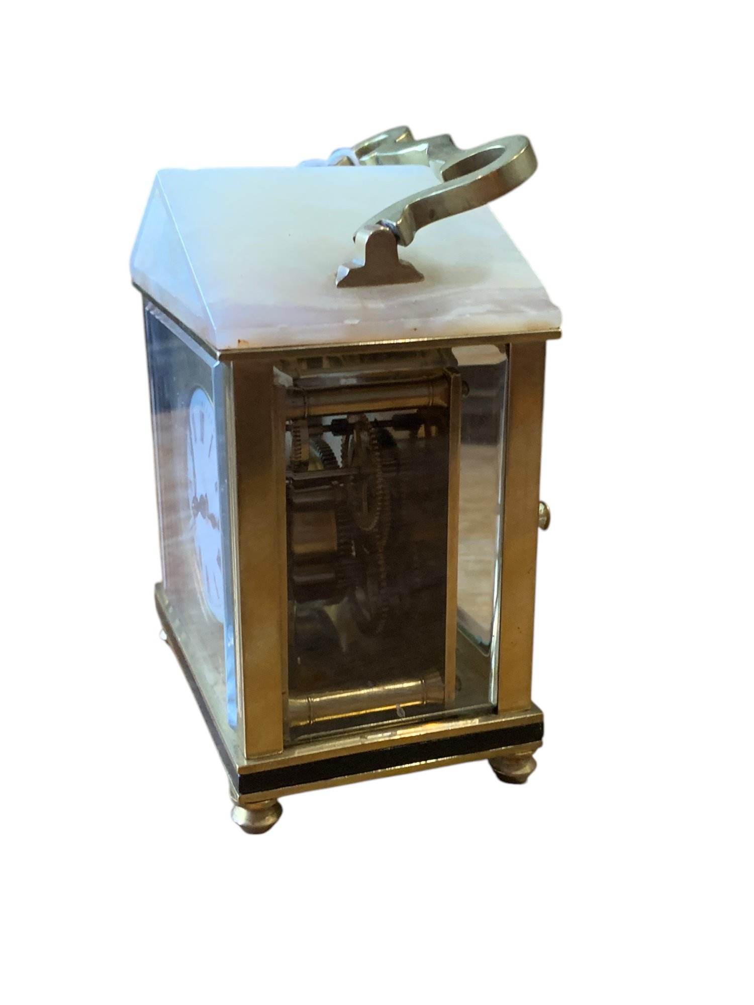 Classic Unusual Antique French Marble Pitched Roof Carriage clock – ca1900 - Image 10