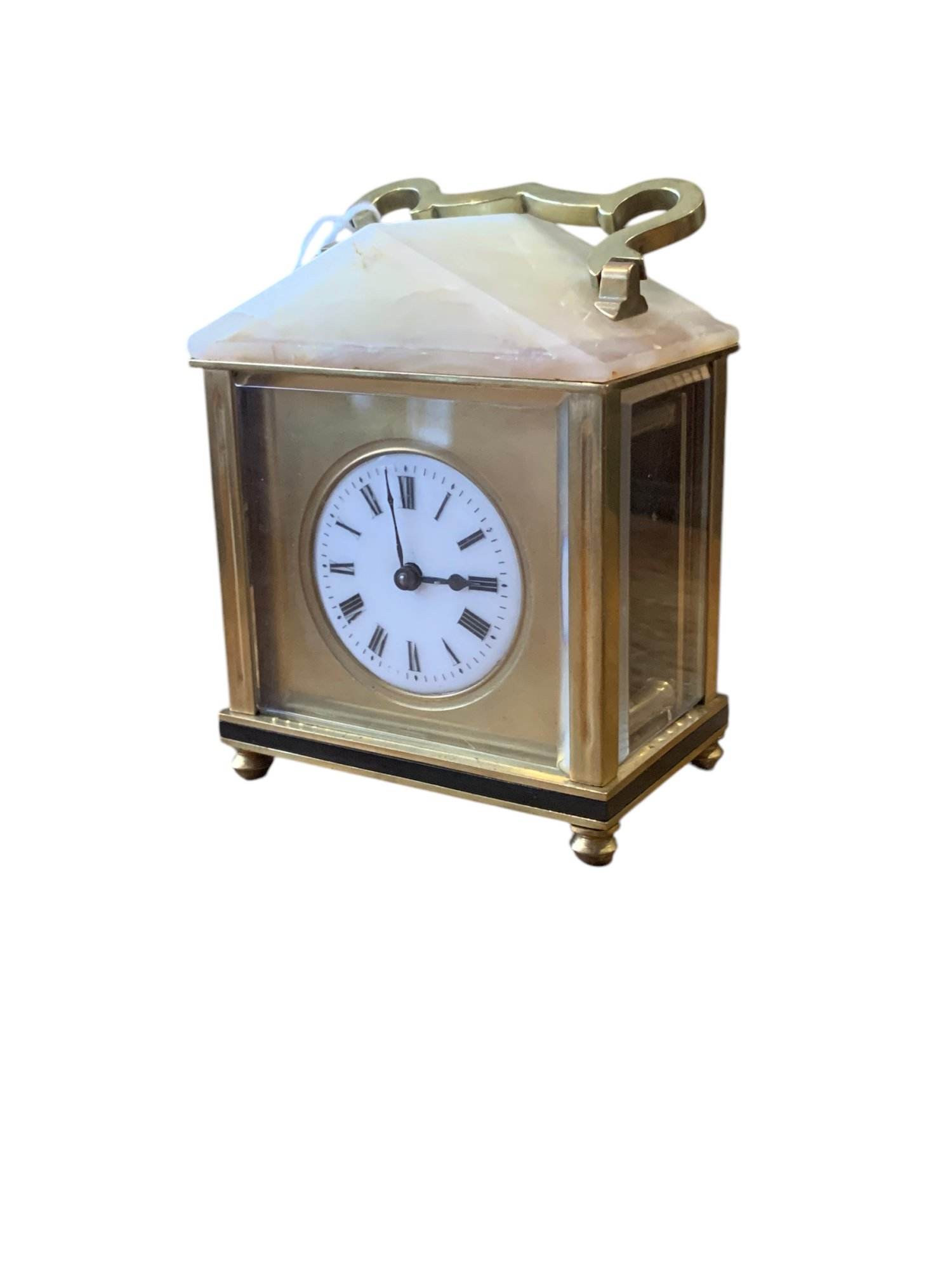 Classic Unusual Antique French Marble Pitched Roof Carriage clock – ca1900 - Image 9