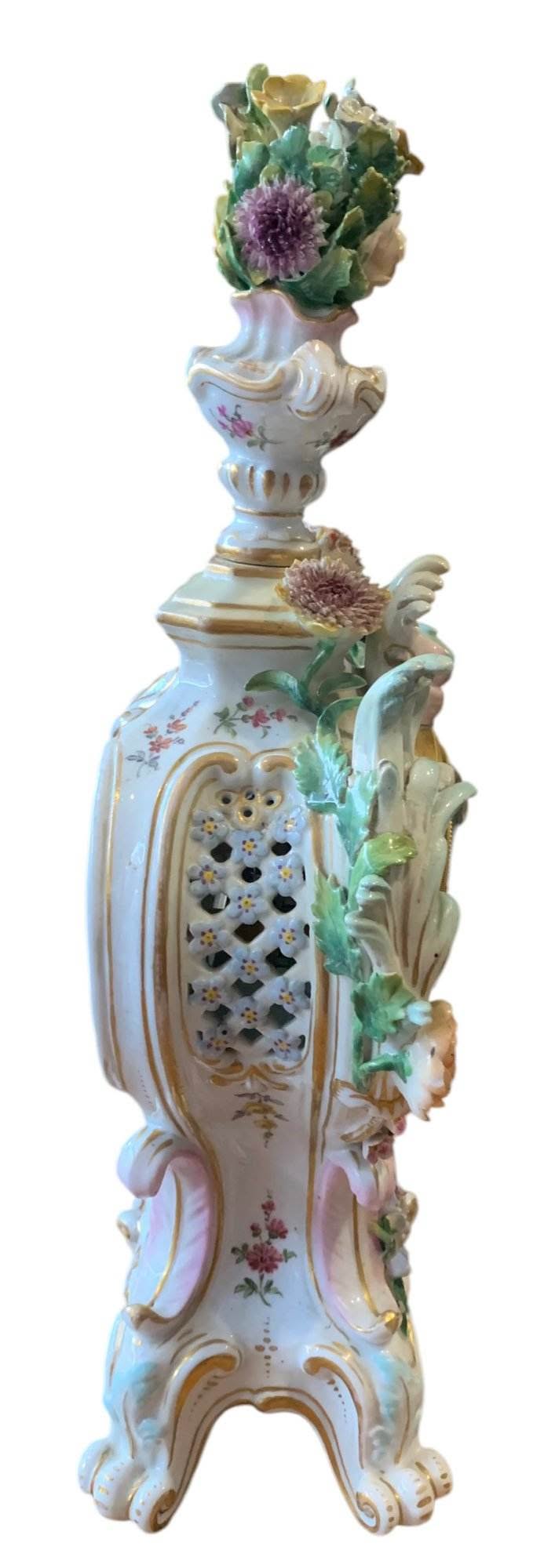 Fabulous Meissen Porcelain Floral Mantel clock – ca1860 - Image 10
