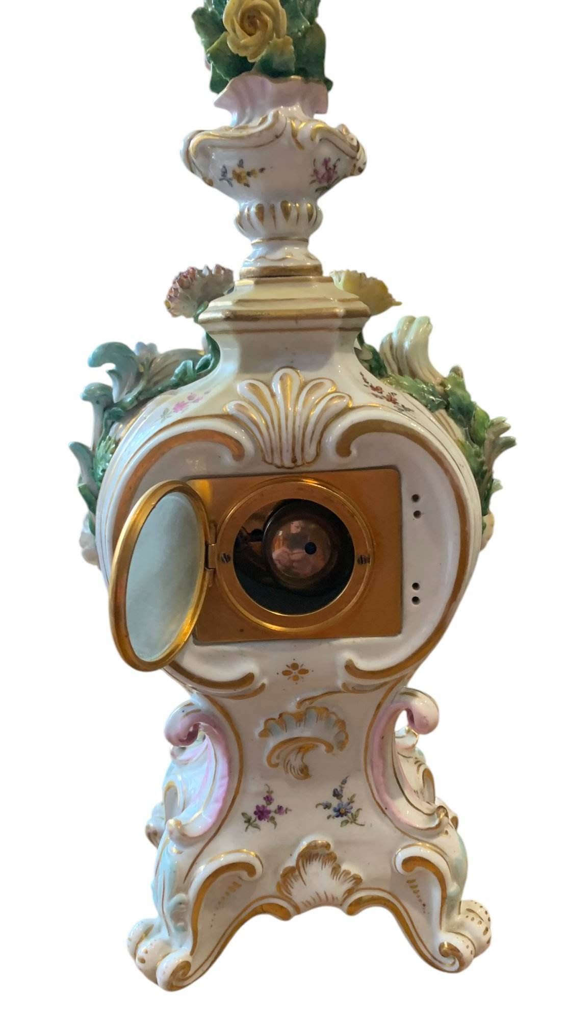 Fabulous Meissen Porcelain Floral Mantel clock – ca1860 - Image 9