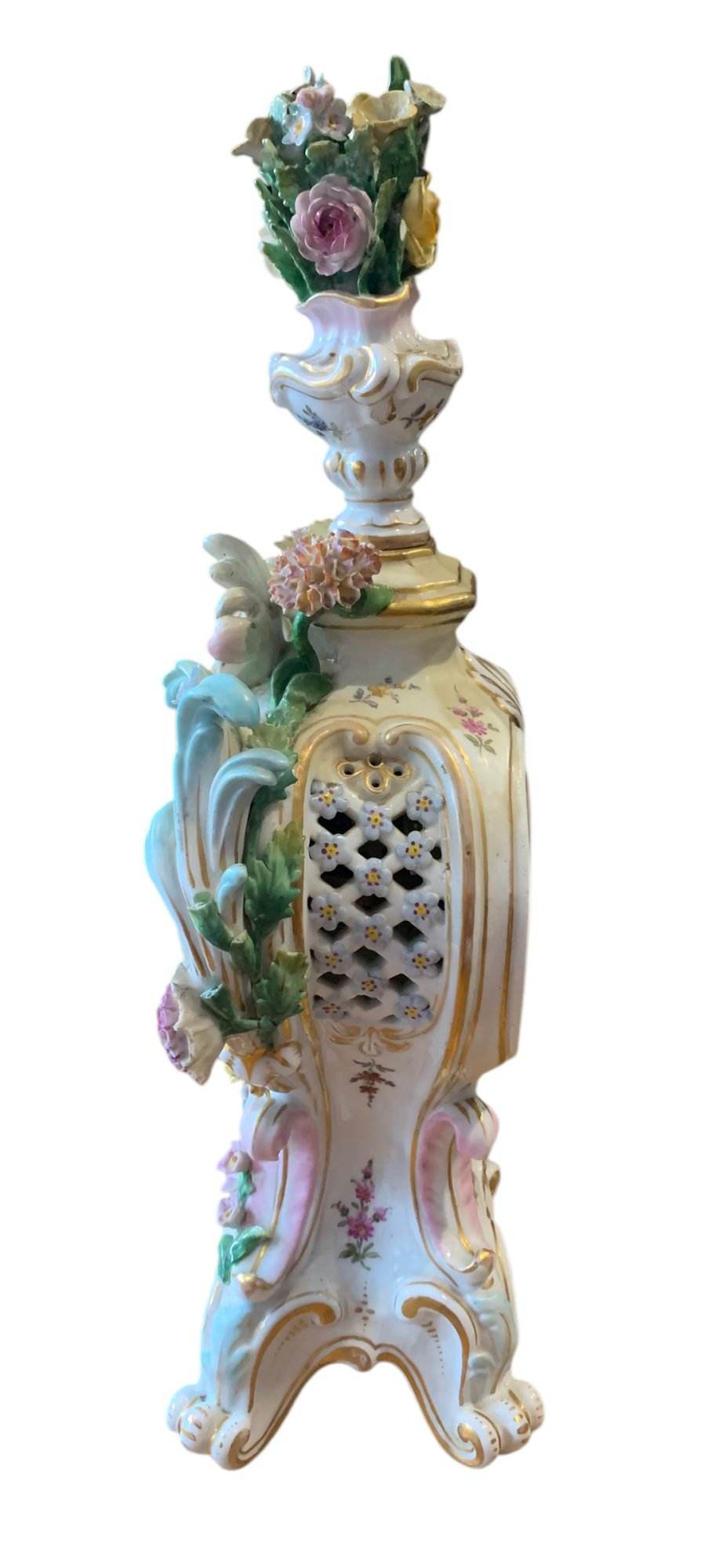 Fabulous Meissen Porcelain Floral Mantel clock – ca1860 - Image 8